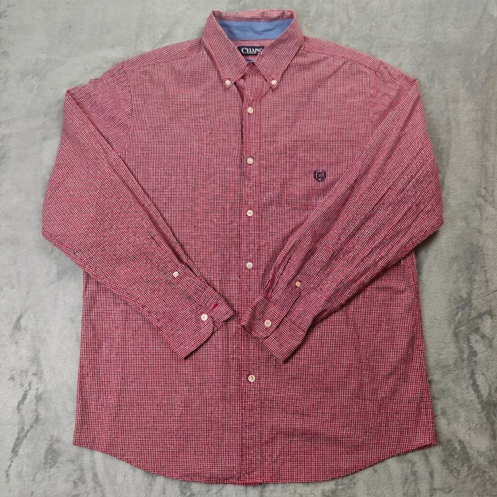 Chaps Men's Long Sleeve Button-Down Plaid Shirt Red Blue Size Large — photo 1 of 8