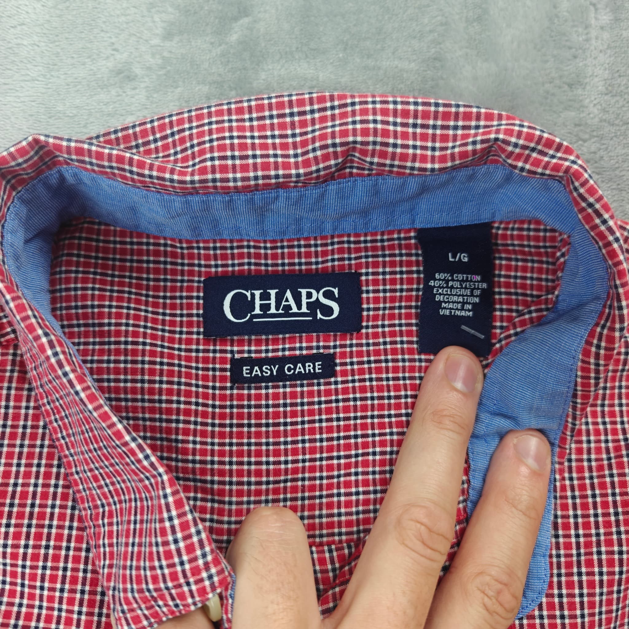 Chaps Men's Long Sleeve Button-Down Plaid Shirt Red Blue Size Large — photo 2 of 8
