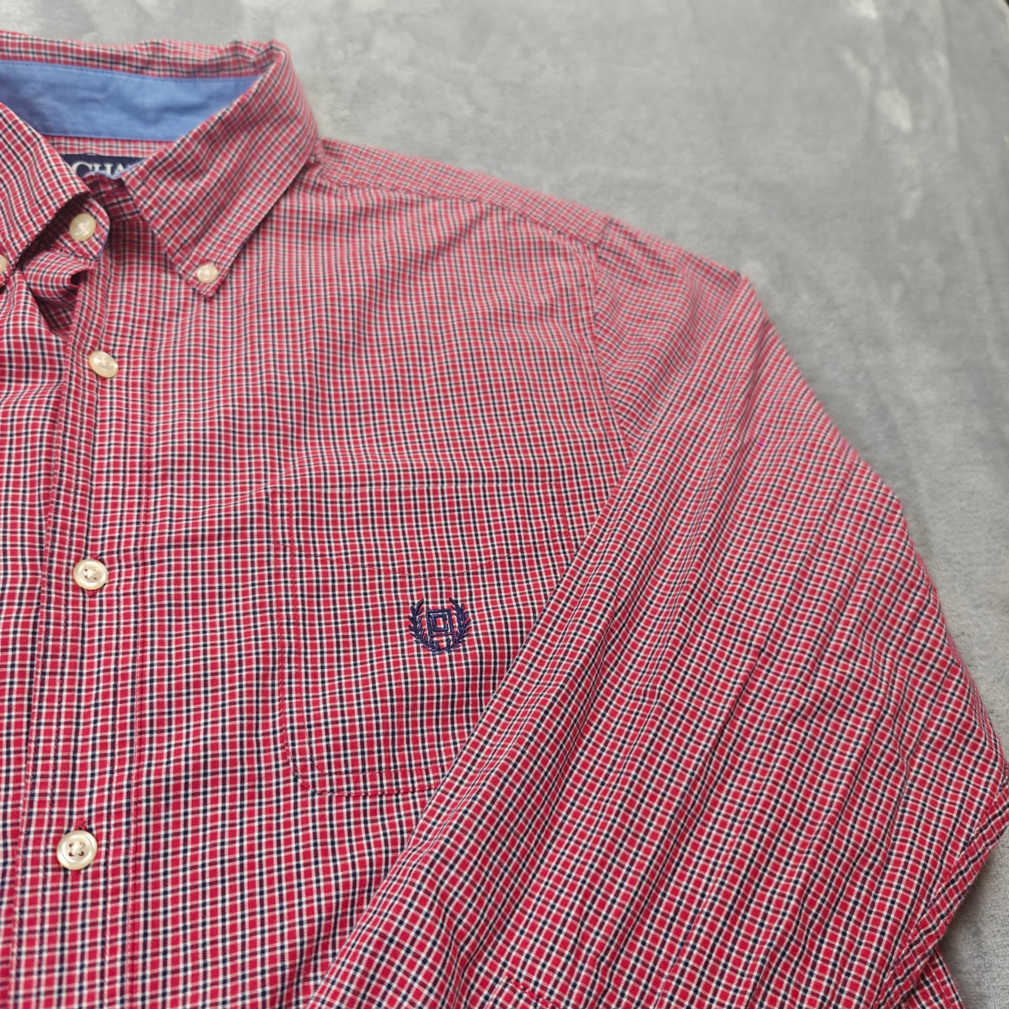 Chaps Men's Long Sleeve Button-Down Plaid Shirt Red Blue Size Large — photo 3 of 8