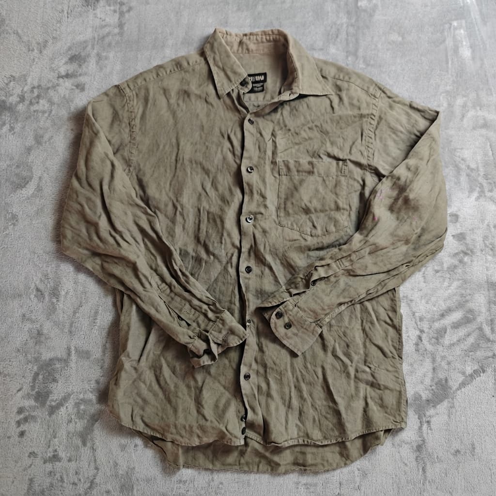 Country Road Men's Long Sleeve Linen Shirt Beige Size Small — photo 1 of 7