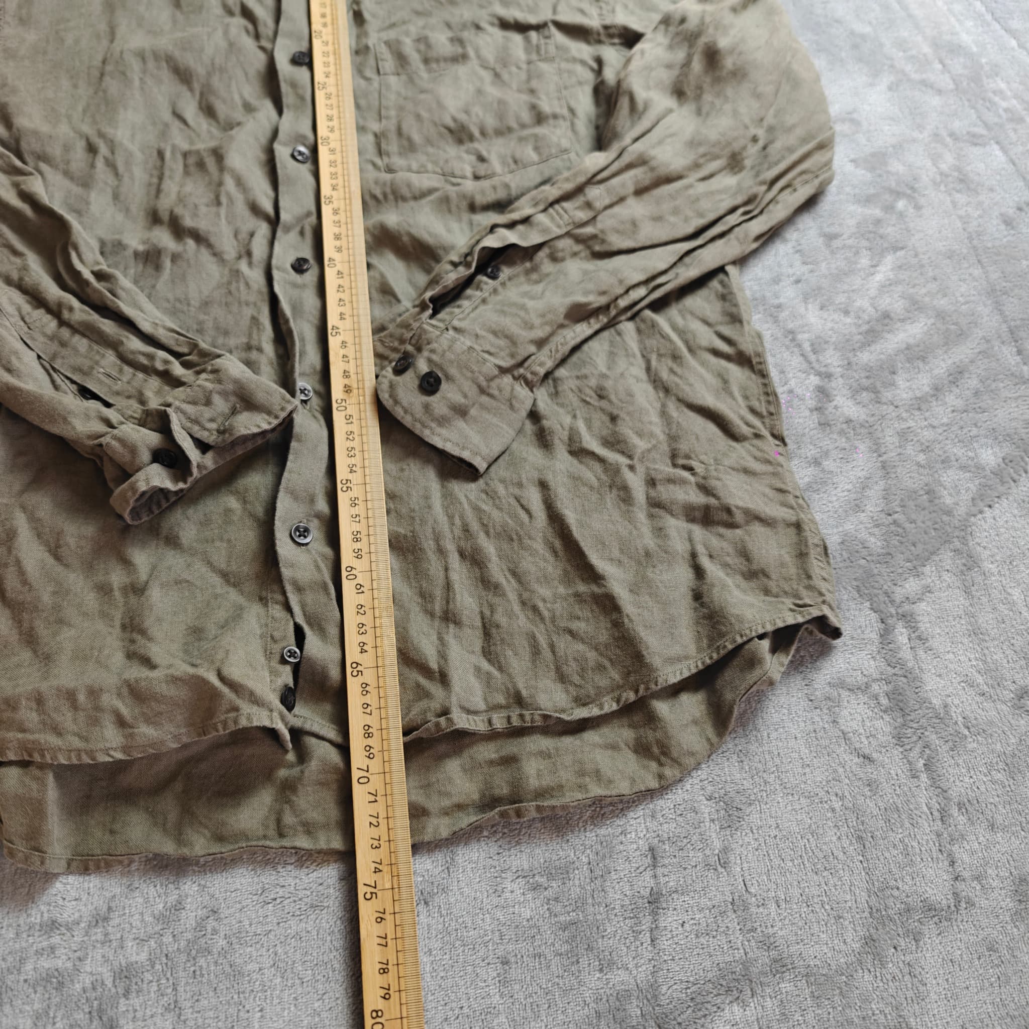 Country Road Men's Long Sleeve Linen Shirt Beige Size Small — photo 3 of 7