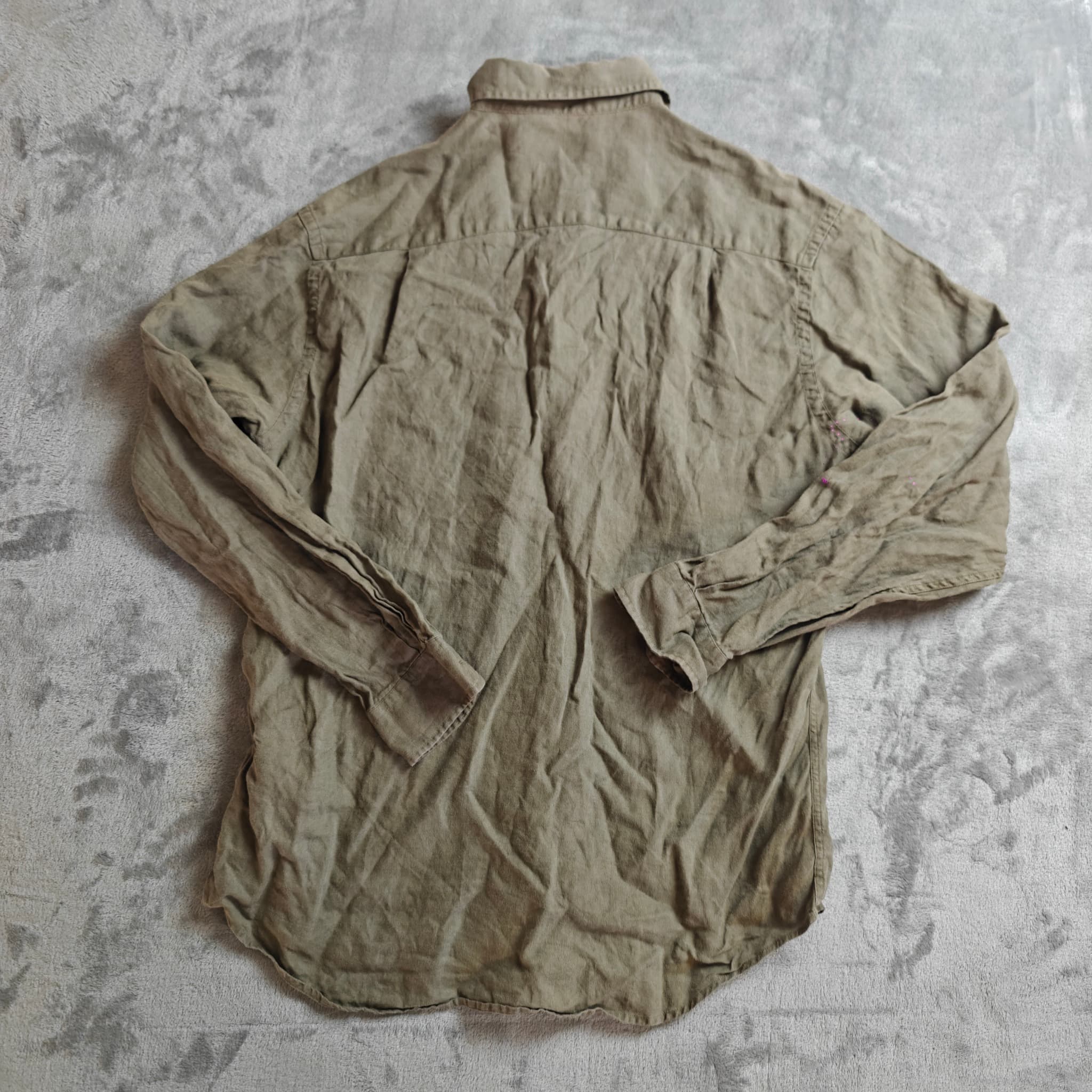 Country Road Men's Long Sleeve Linen Shirt Beige Size Small — photo 7 of 7