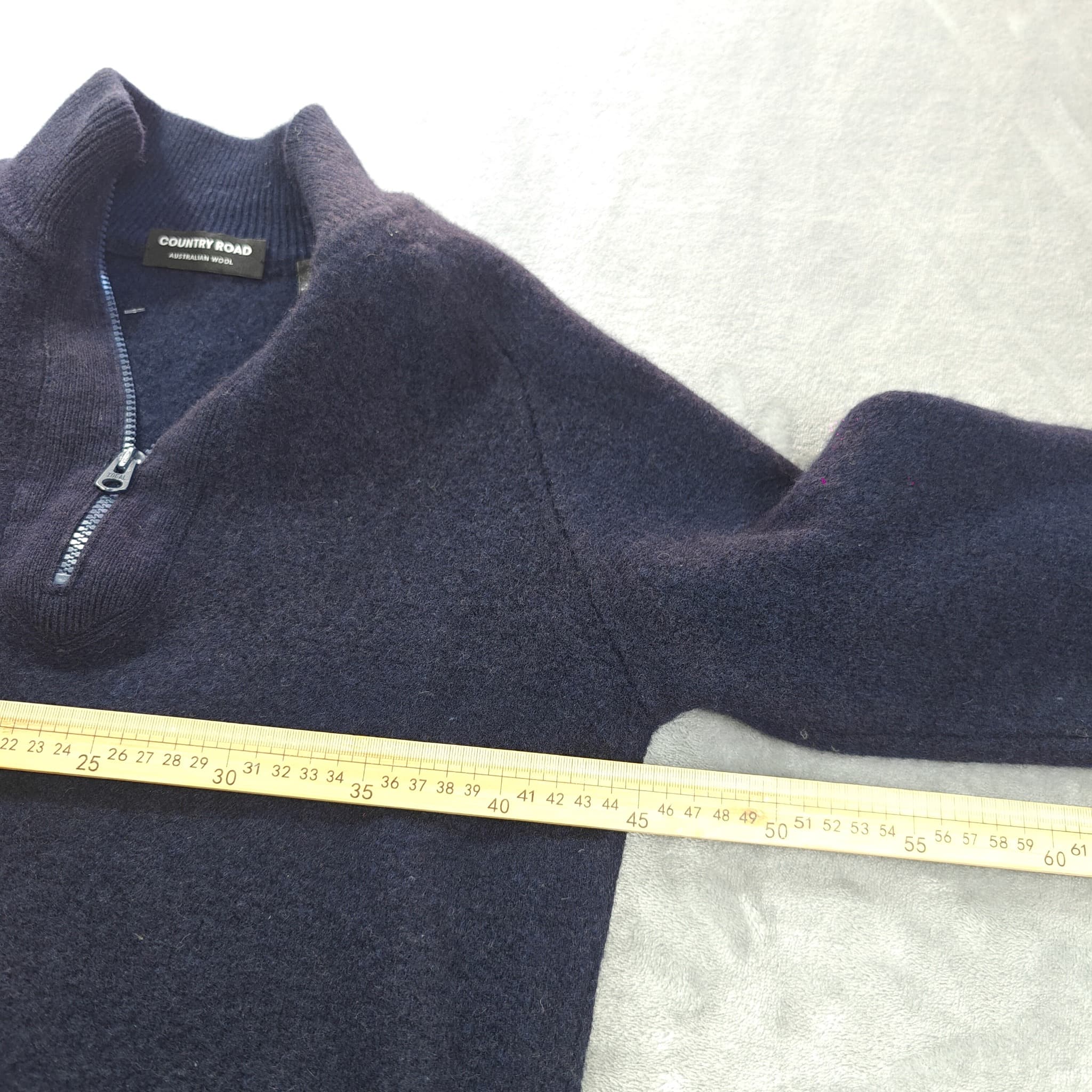 Country Road Men's Quarter Zip Sweater Navy Blue 100% Wool Size XL — photo 3 of 6