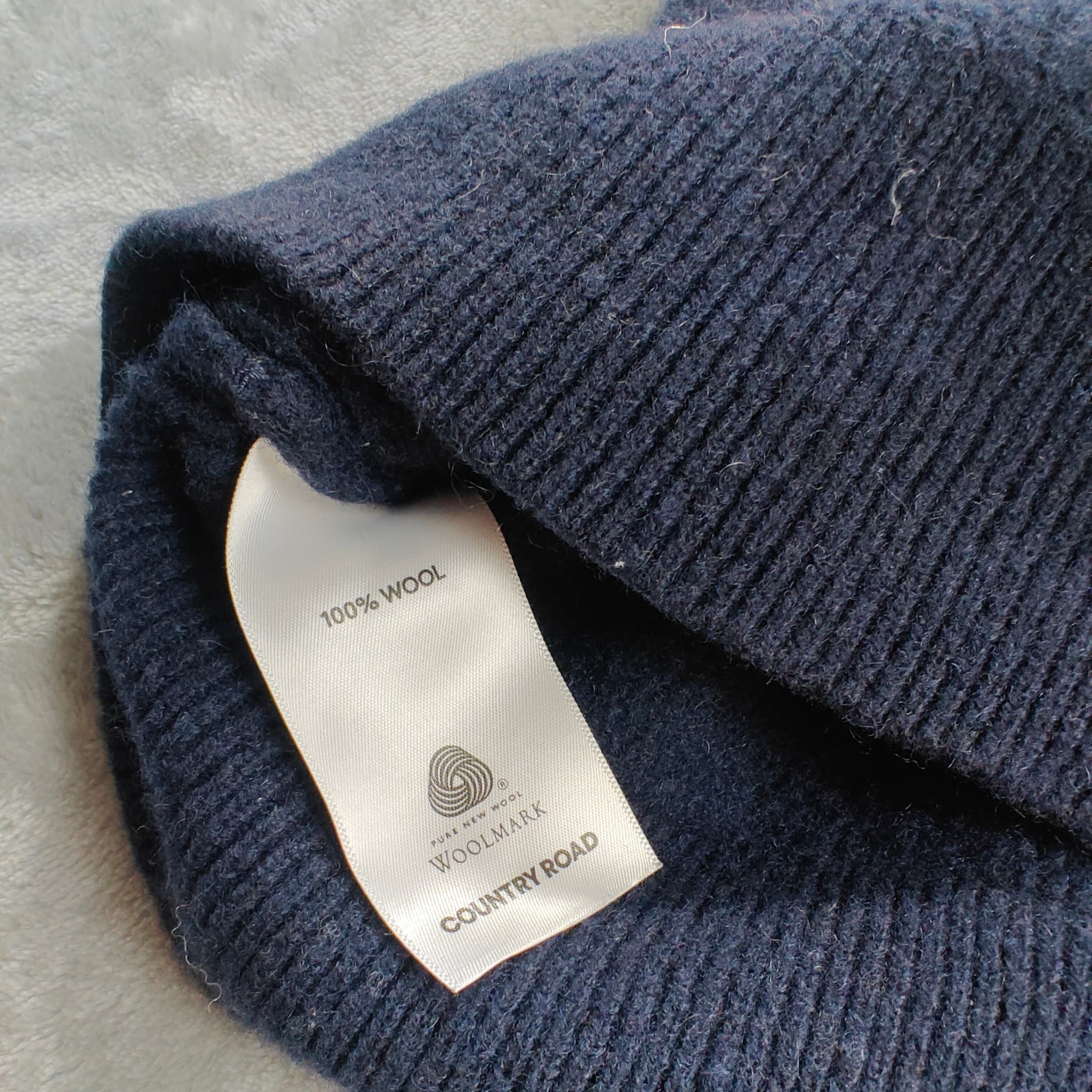 Country Road Men's Quarter Zip Sweater Navy Blue 100% Wool Size XL — photo 5 of 6