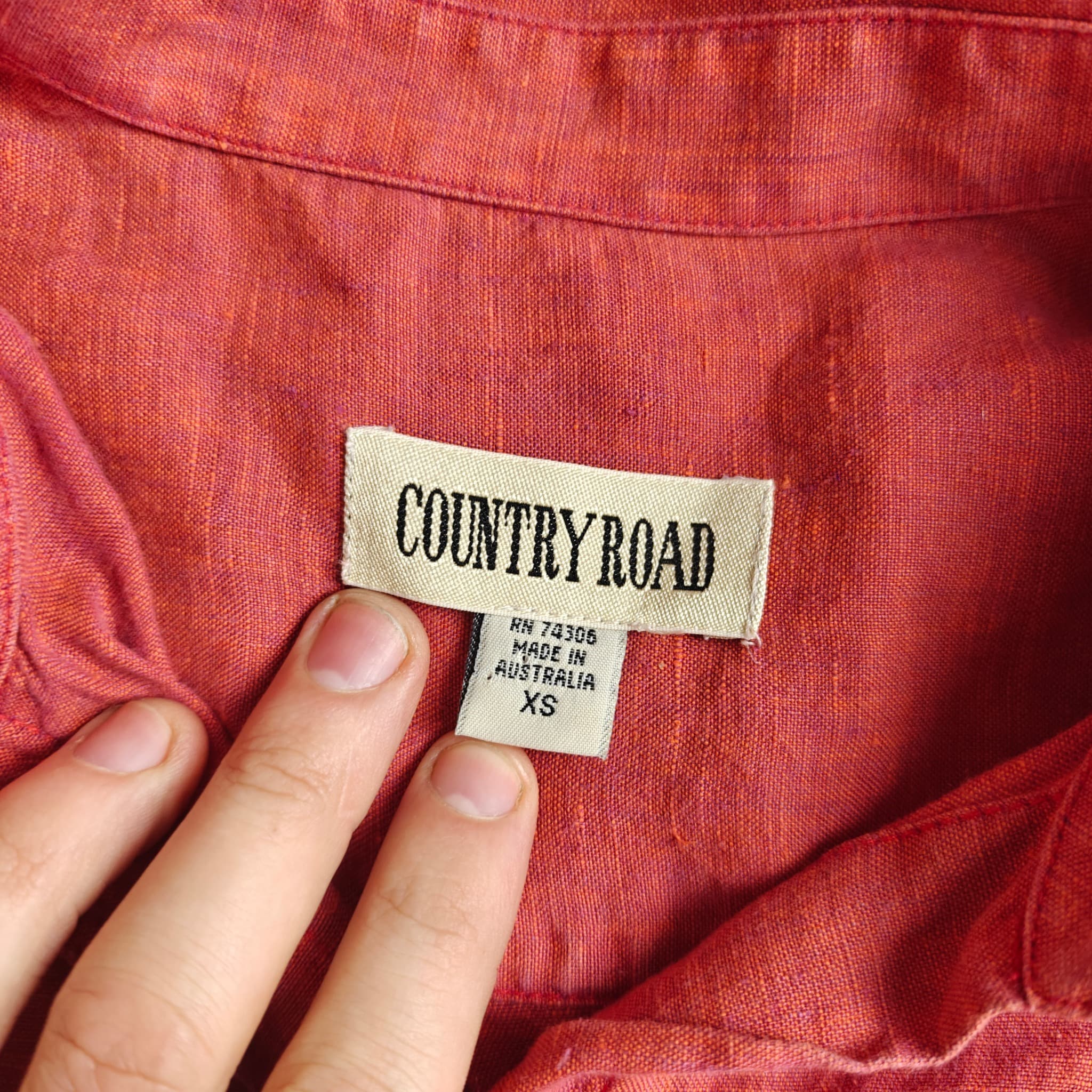 Country Road Women's Linen Long Sleeve Shirt Red Size XS — photo 2 of 7