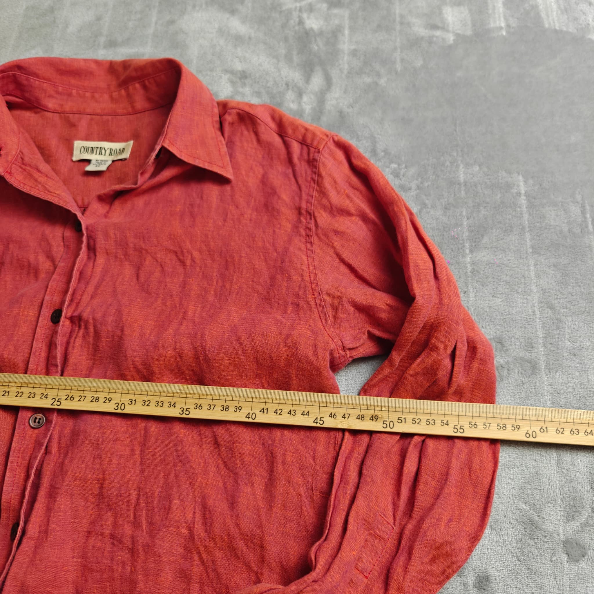 Country Road Women's Linen Long Sleeve Shirt Red Size XS — photo 4 of 7