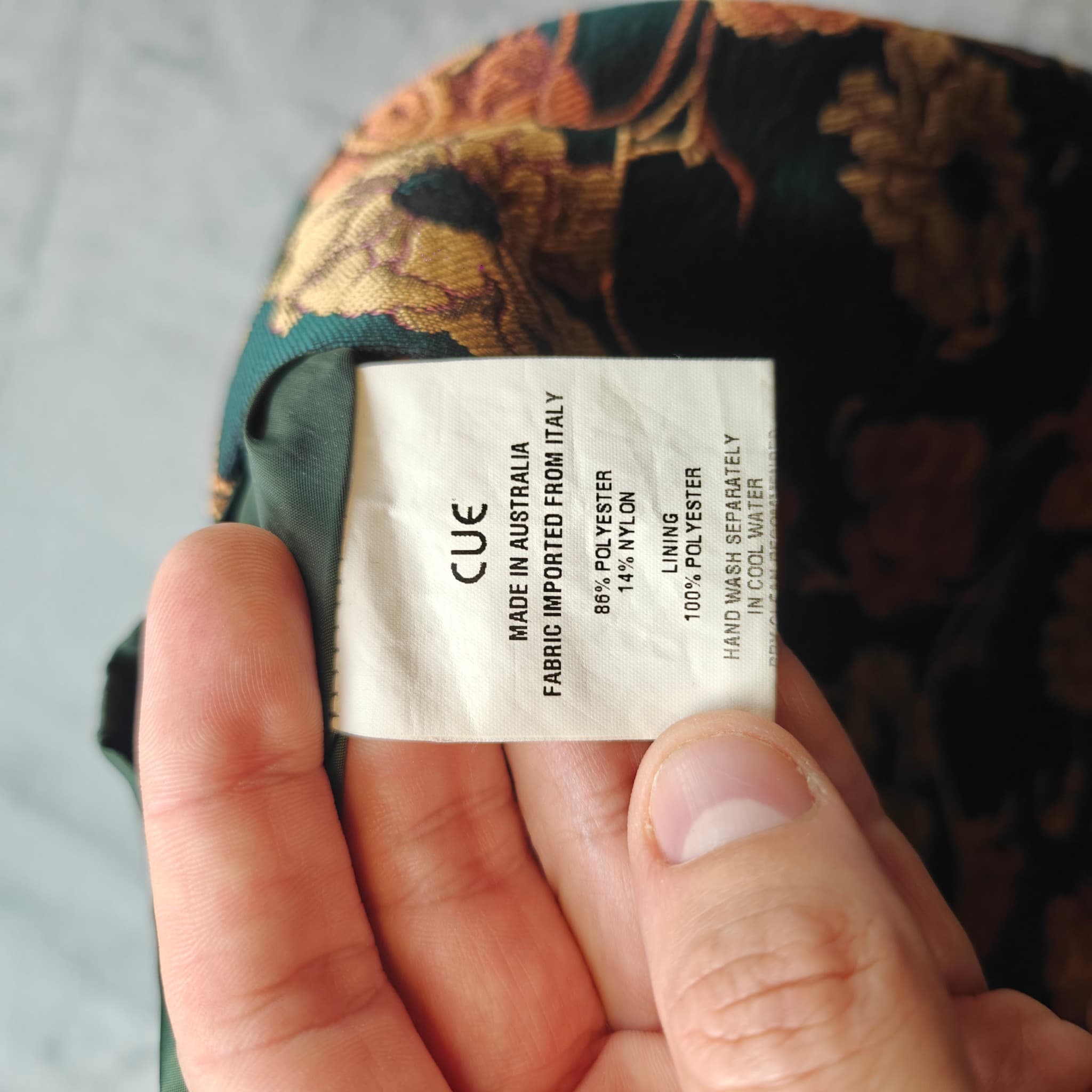 Cue Australia Floral Jacquard Mini Skirt - Dark Green & Gold Size 6 — photo 5 of 6