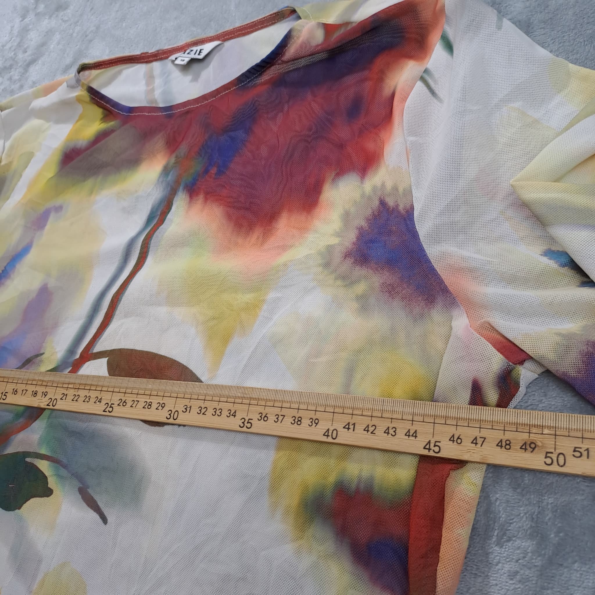 Dazie Floral Mesh Long Sleeve Top Women's Size 18 Multi-Coloured Sheer — photo 3 of 7
