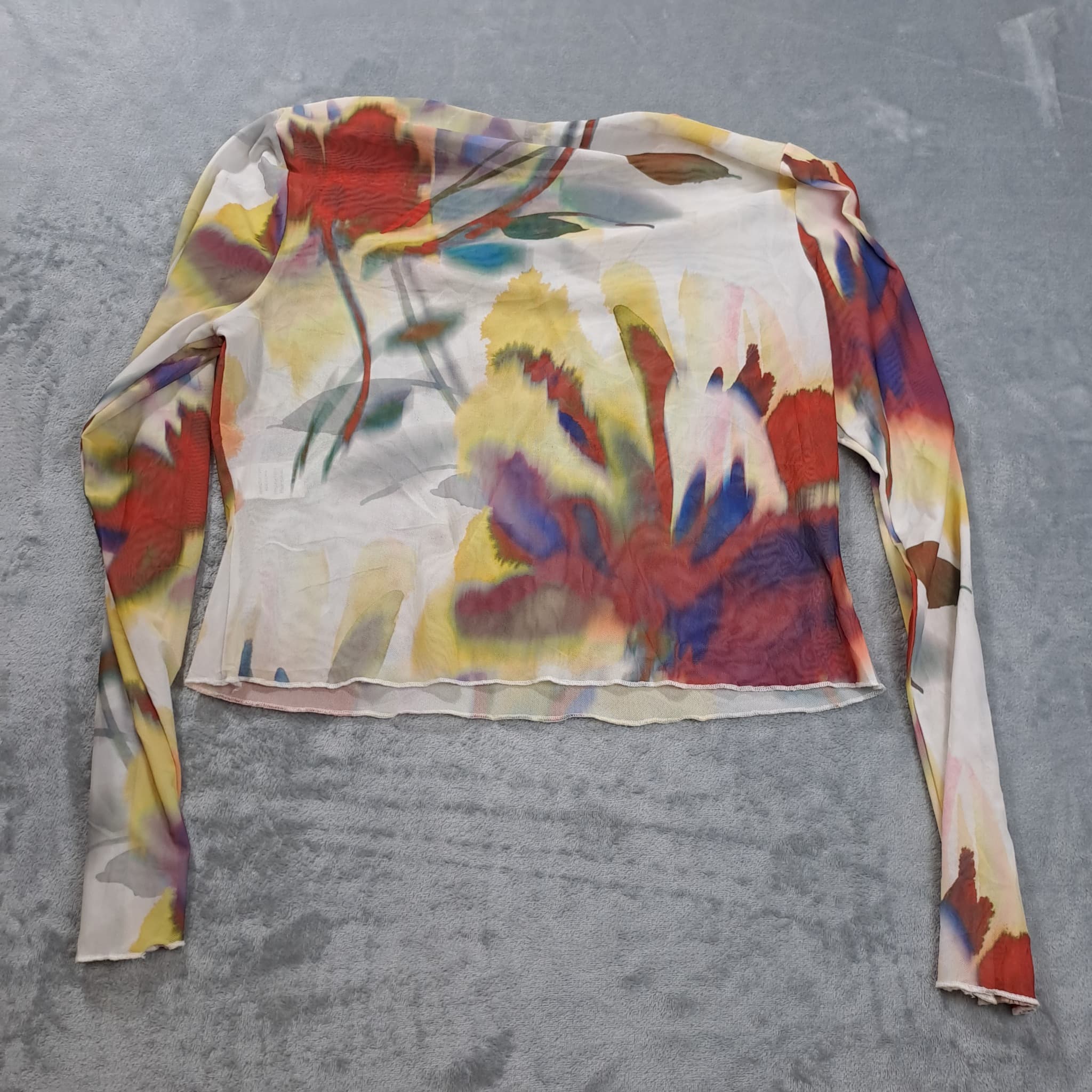 Dazie Floral Mesh Long Sleeve Top Women's Size 18 Multi-Coloured Sheer — photo 7 of 7