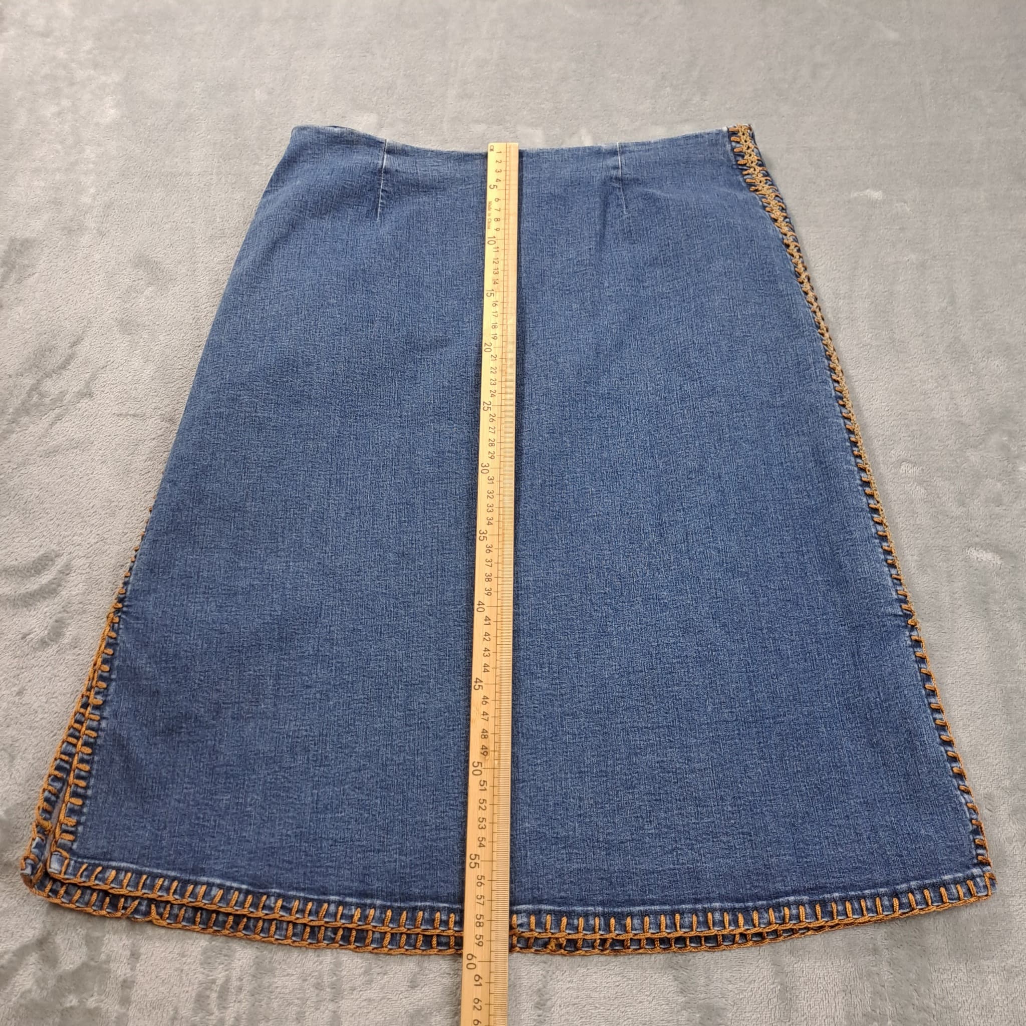Esprit Women's Denim Midi Skirt Size 12 Blue Contrast Stitch Detail — photo 5 of 6