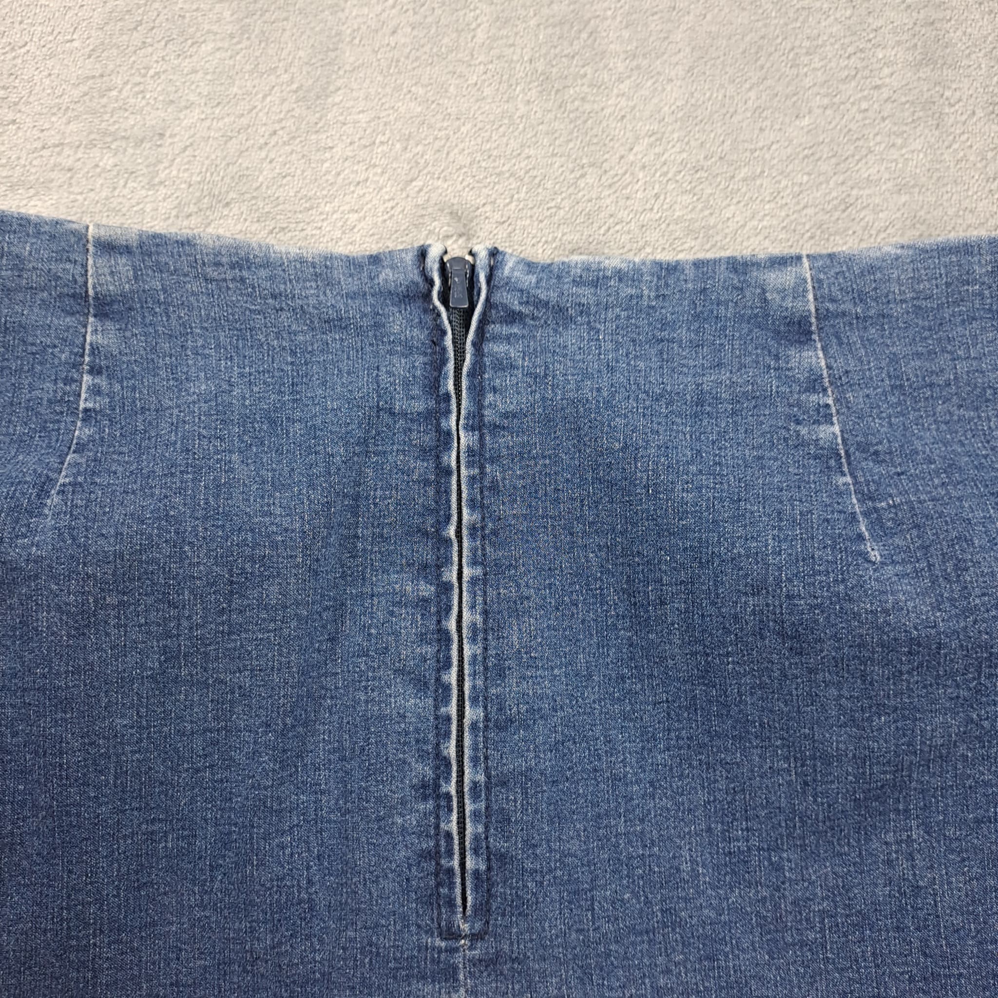 Esprit Women's Denim Midi Skirt Size 12 Blue Contrast Stitch Detail — photo 6 of 6