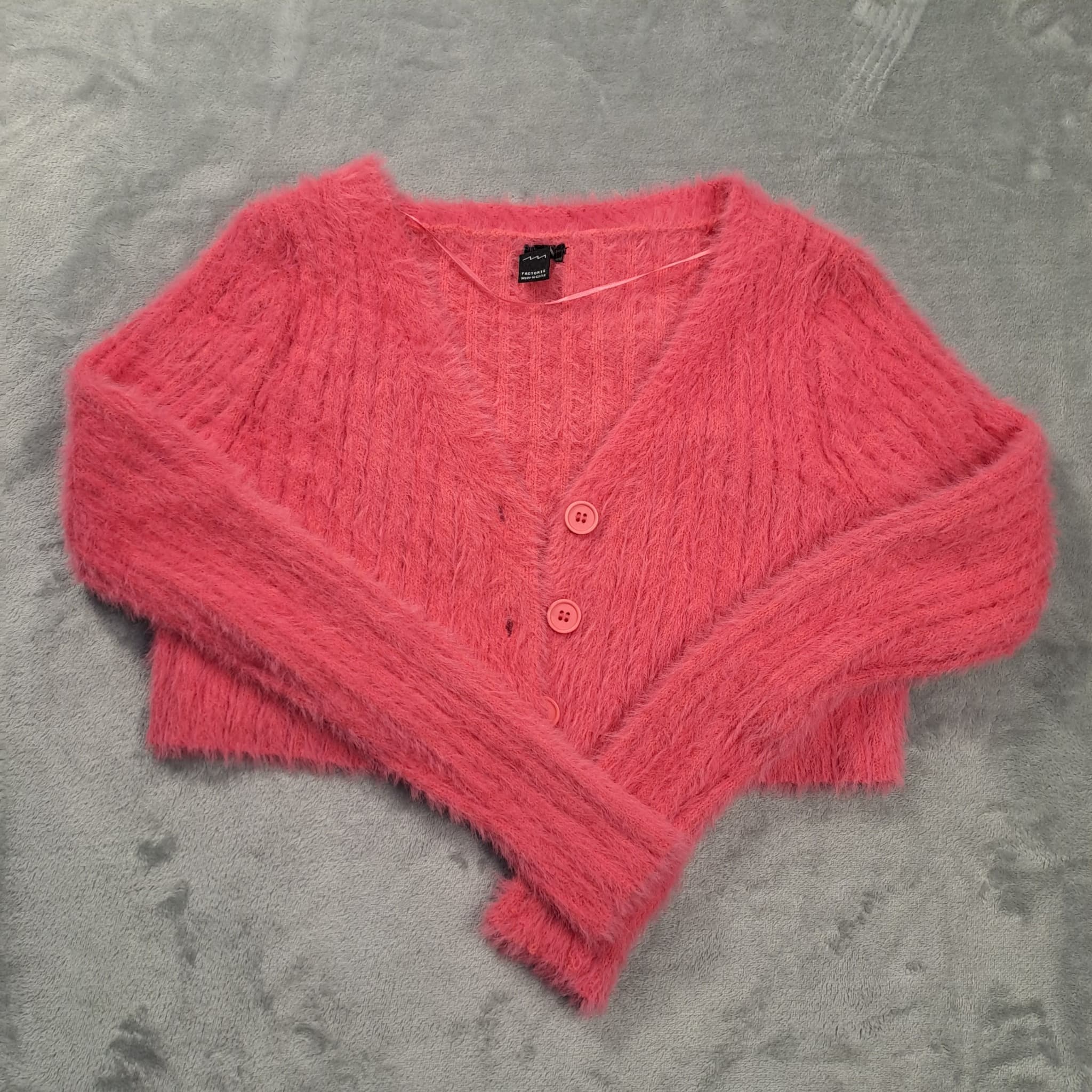 Factorie Women's Fuzzy Cropped Cardigan Pink Size XS — photo 1 of 6