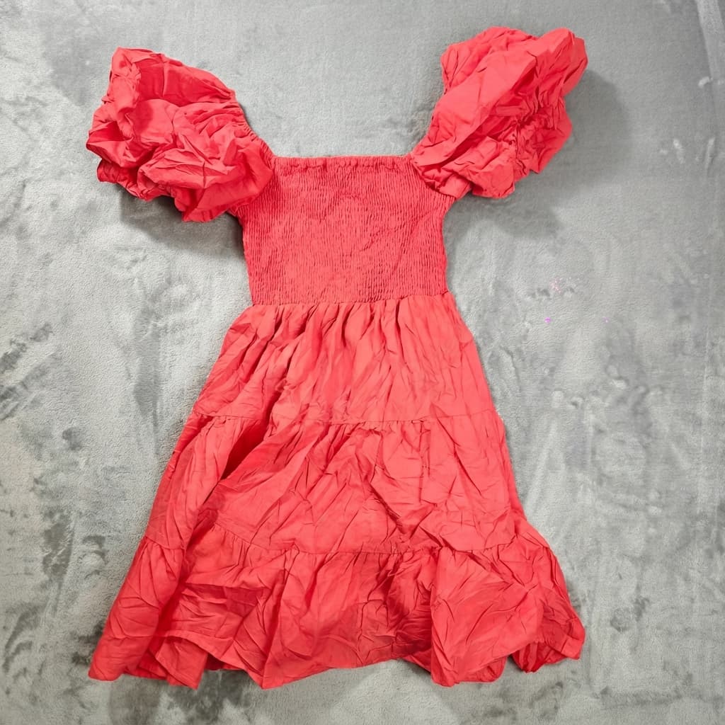 Gigi & Ella Red Smocked Puff Sleeve Tiered Mini Dress — photo 1 of 7