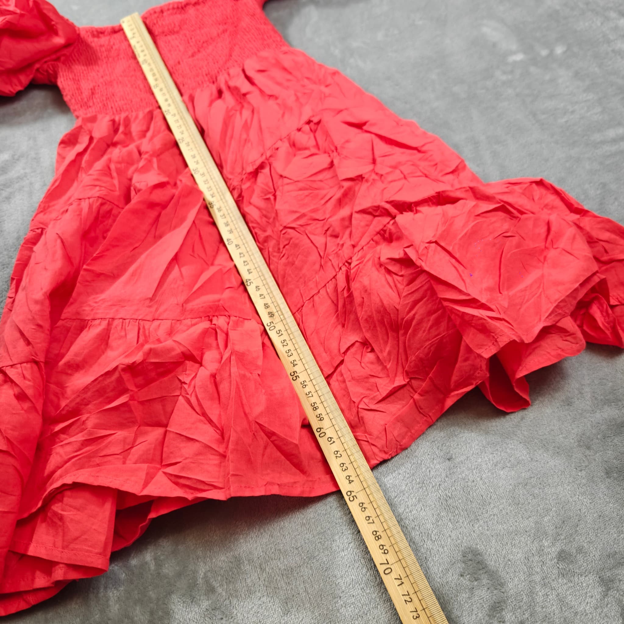 Gigi & Ella Red Smocked Puff Sleeve Tiered Mini Dress — photo 2 of 7