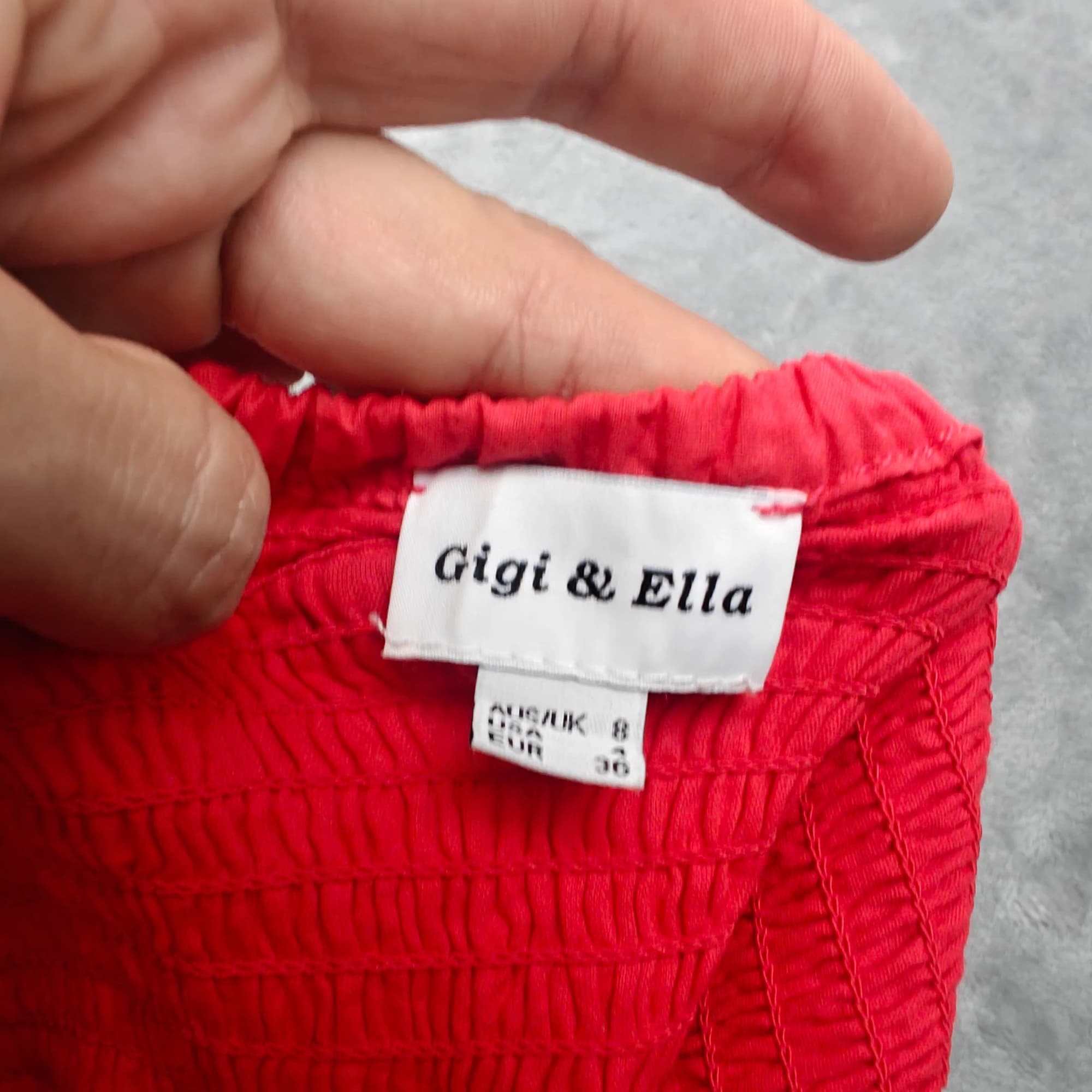 Gigi & Ella Red Smocked Puff Sleeve Tiered Mini Dress — photo 7 of 7