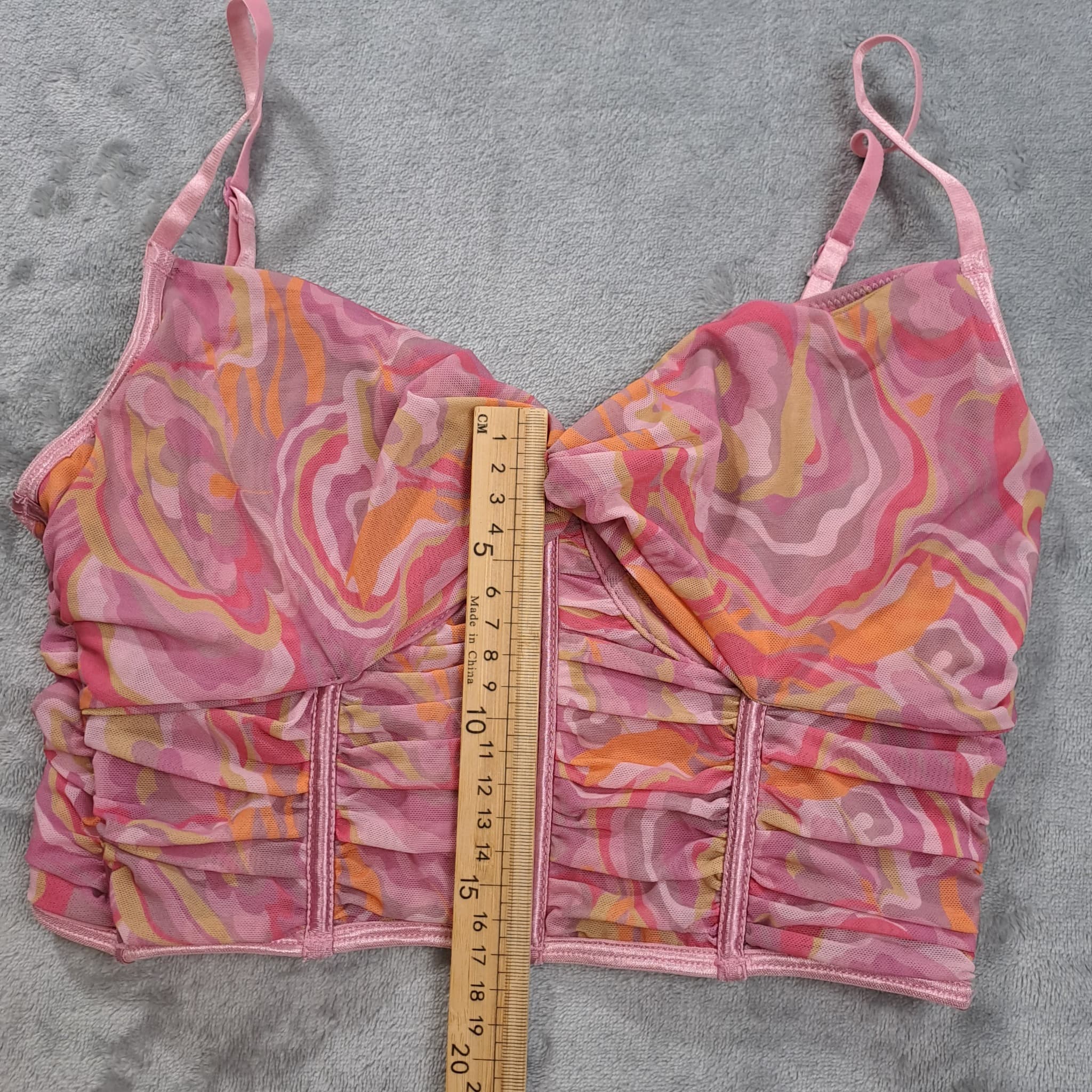 Glassons Pink Swirl Print Mesh Corset Top Women's Size M — photo 3 of 7