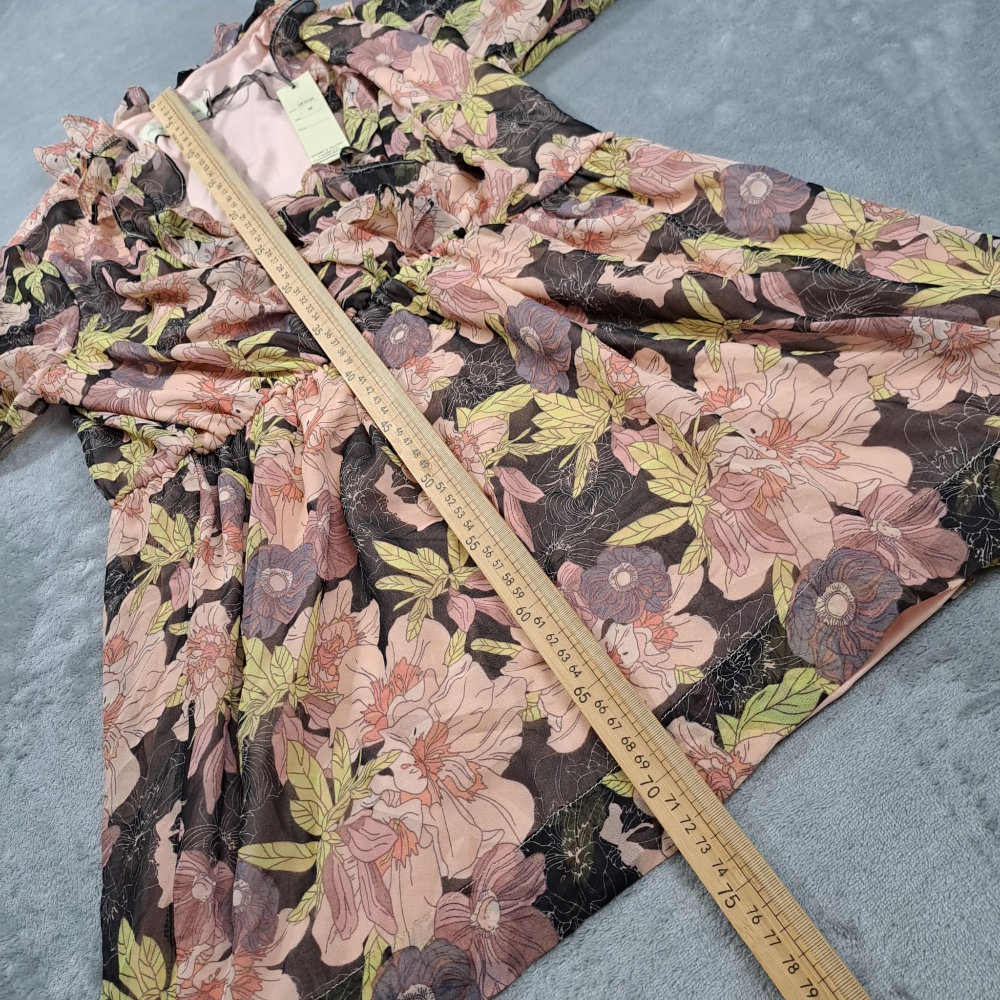 Holmes & Fallon Floral Chiffon Ruffle Dress Women's Size M — photo 4 of 6