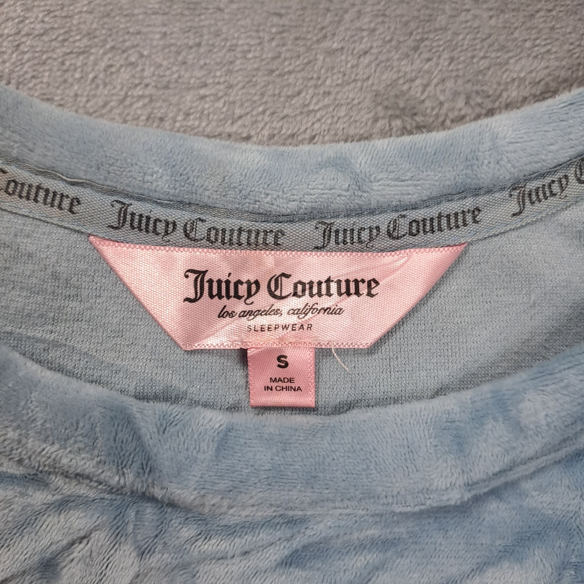 Juicy Couture Velour Rhinestone Logo T-Shirt Blue Women's Size S — photo 2 of 5