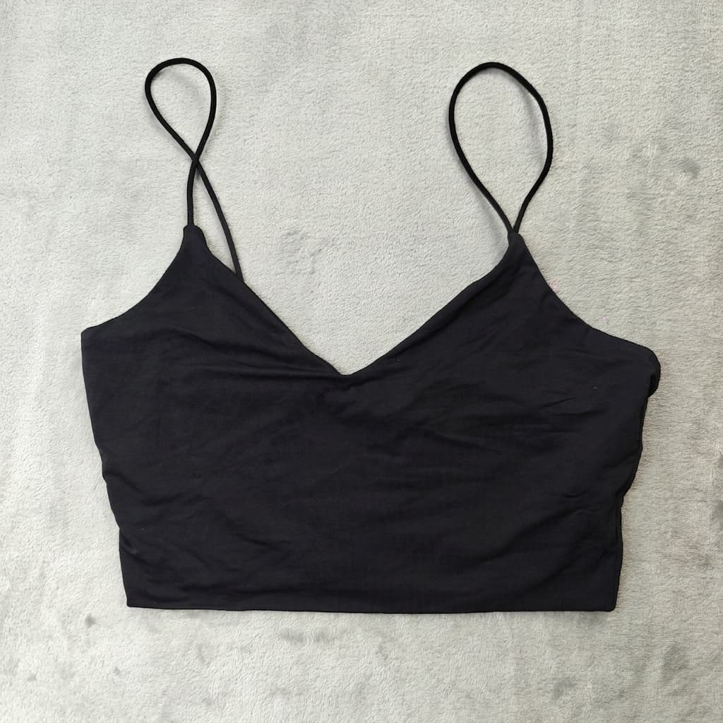 Kookai Spaghetti Strap V-Neck Crop Top Woman's Size 10 Black — photo 1 of 6