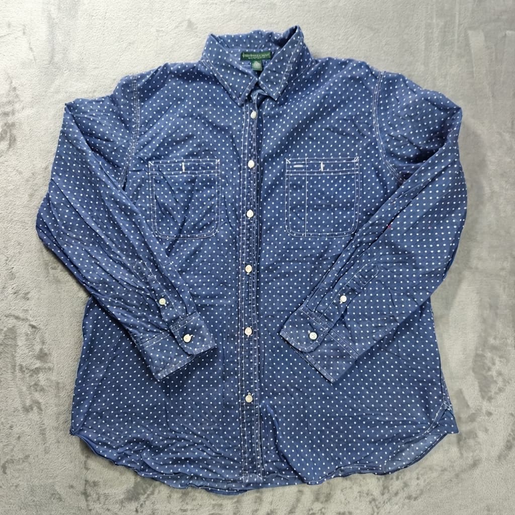 LAUREN JEANS COMPANY RALPH LAUREN Polka Dot Denim Button-Down Shirt XL — photo 1 of 6