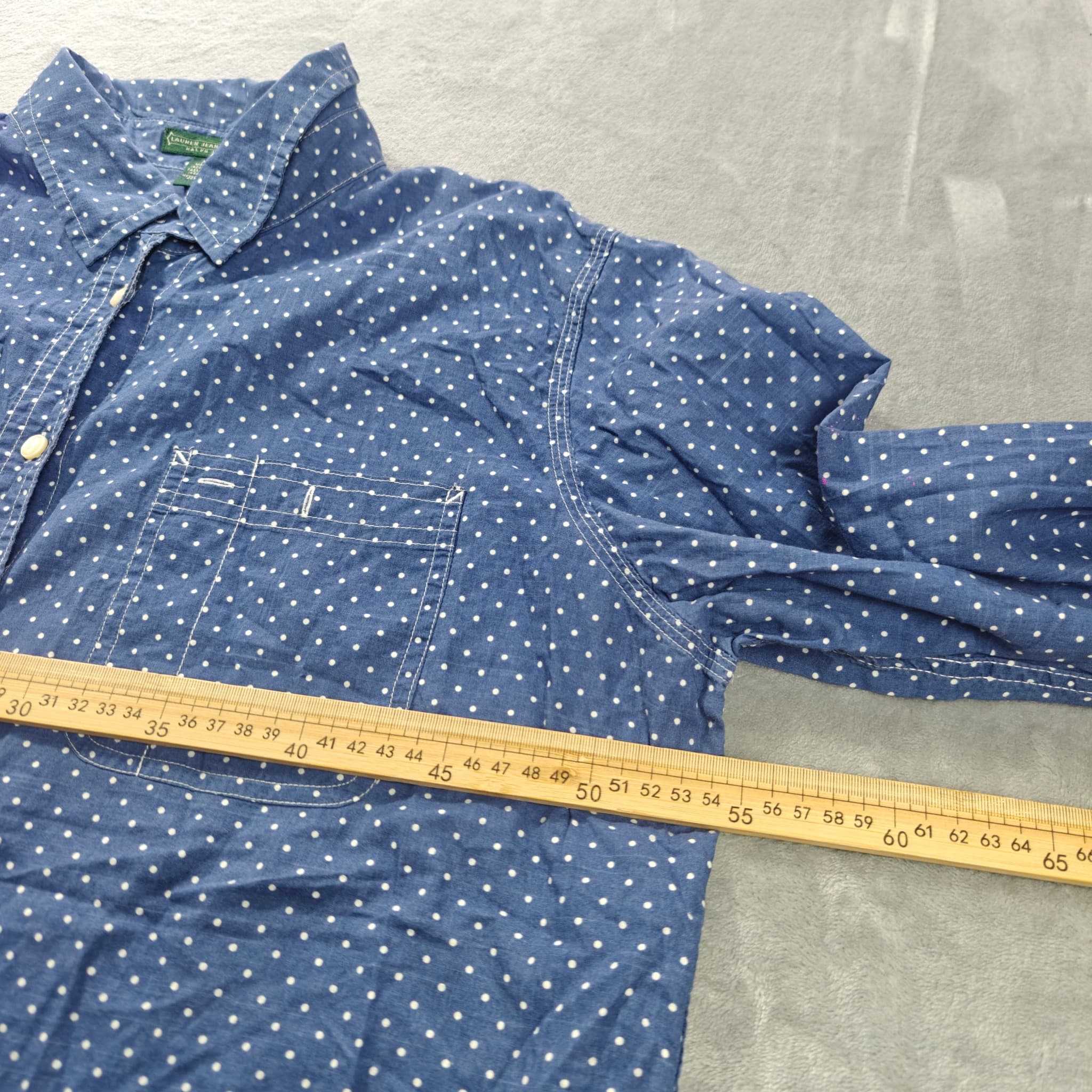 LAUREN JEANS COMPANY RALPH LAUREN Polka Dot Denim Button-Down Shirt XL — photo 4 of 6