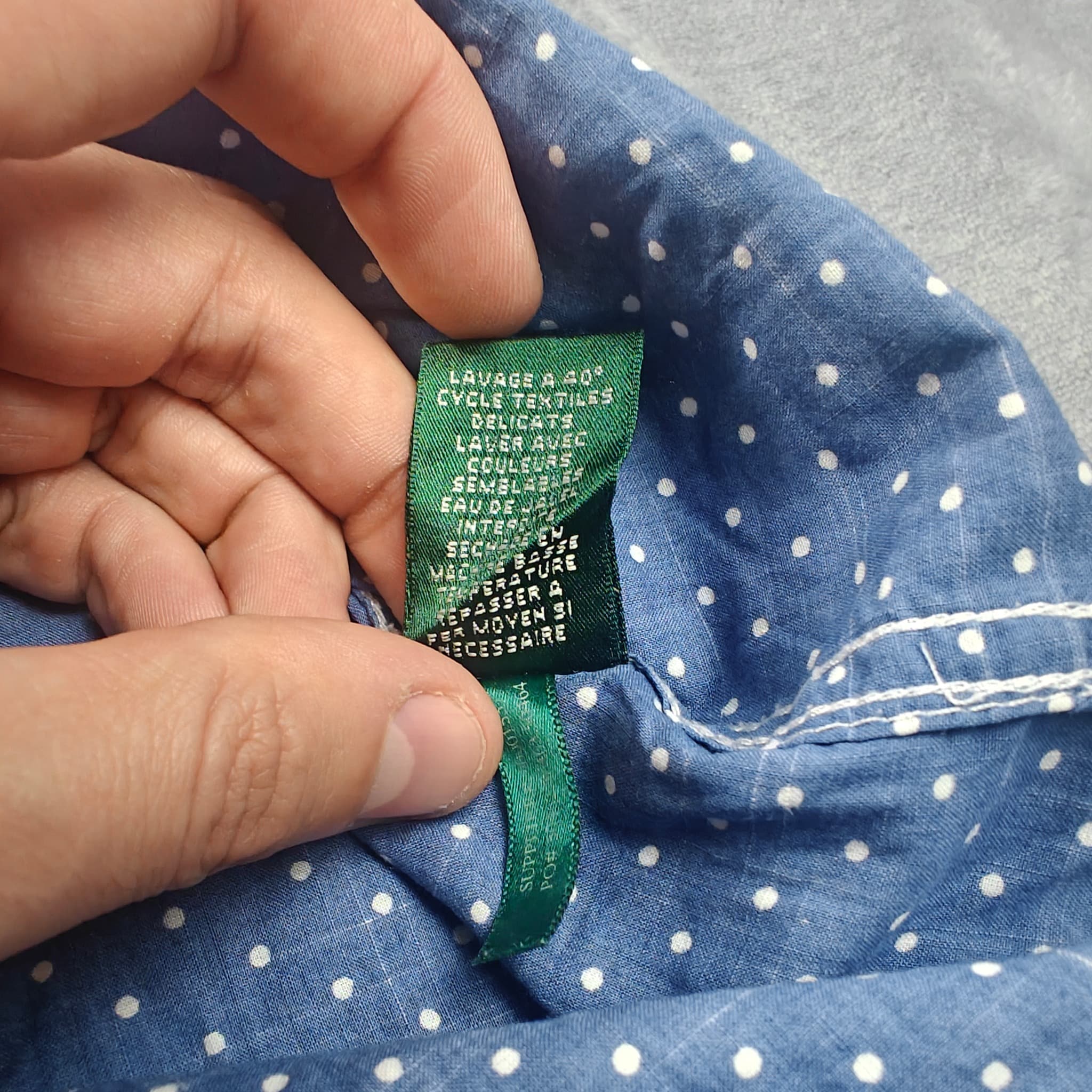 LAUREN JEANS COMPANY RALPH LAUREN Polka Dot Denim Button-Down Shirt XL — photo 5 of 6