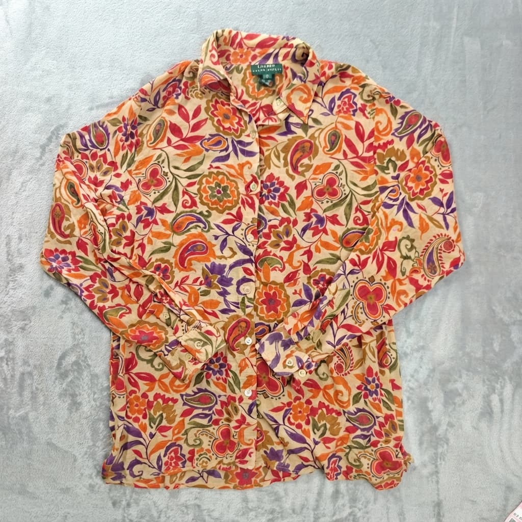 Lauren Ralph Lauren Women's Floral Paisley Button-Down Shirt Size M — photo 1 of 7