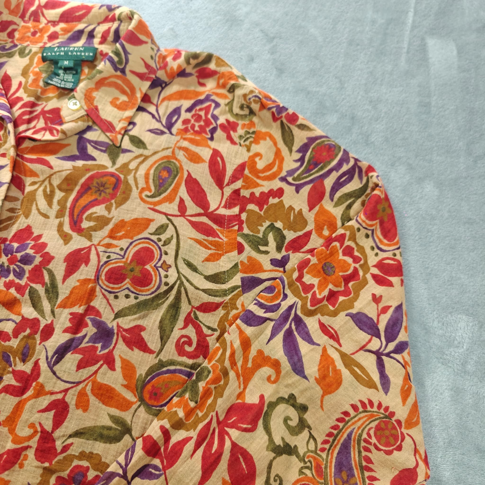 Lauren Ralph Lauren Women's Floral Paisley Button-Down Shirt Size M — photo 4 of 7