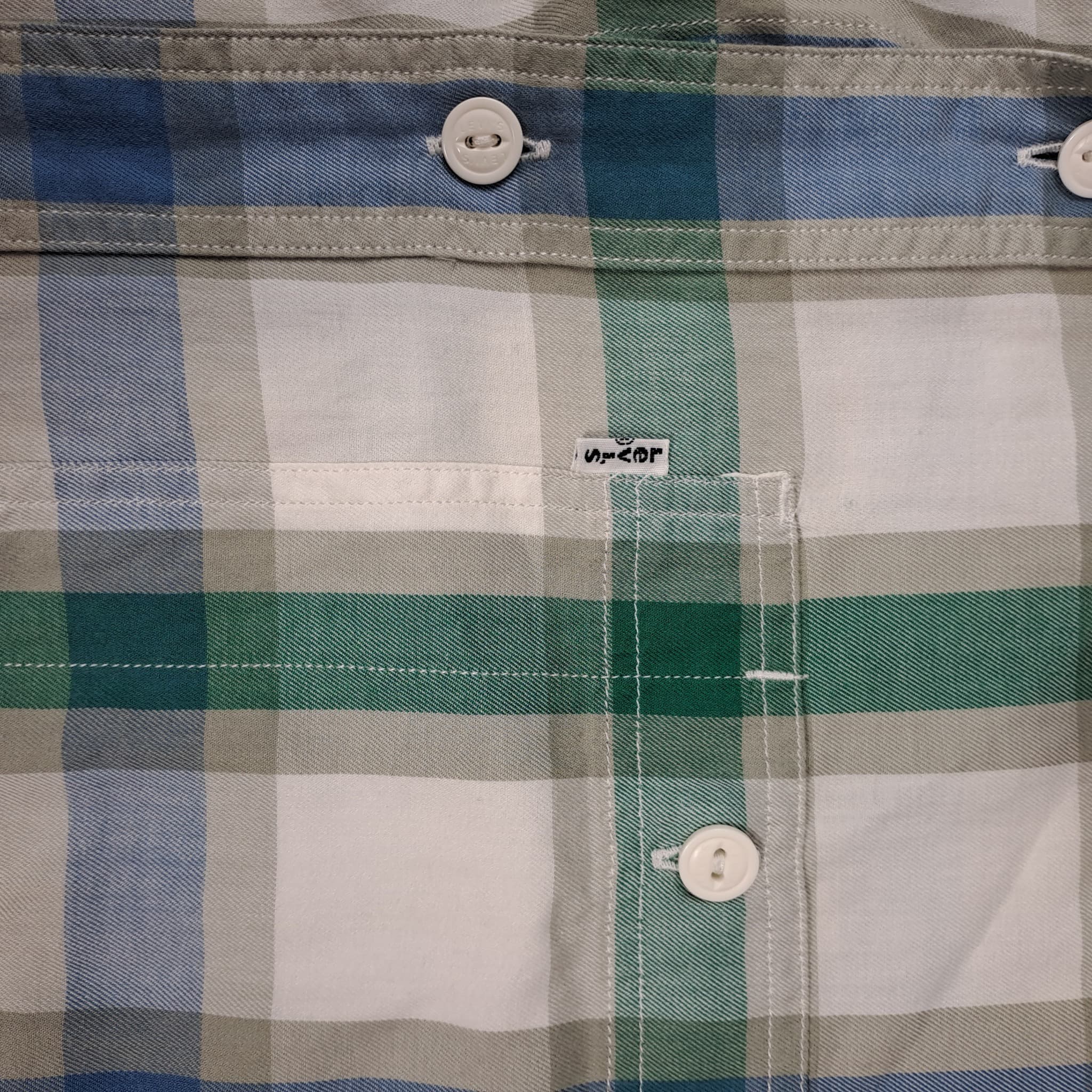Levi's Men's Short Sleeve Plaid Button Down Shirt Green Blue XL — photo 3 of 8