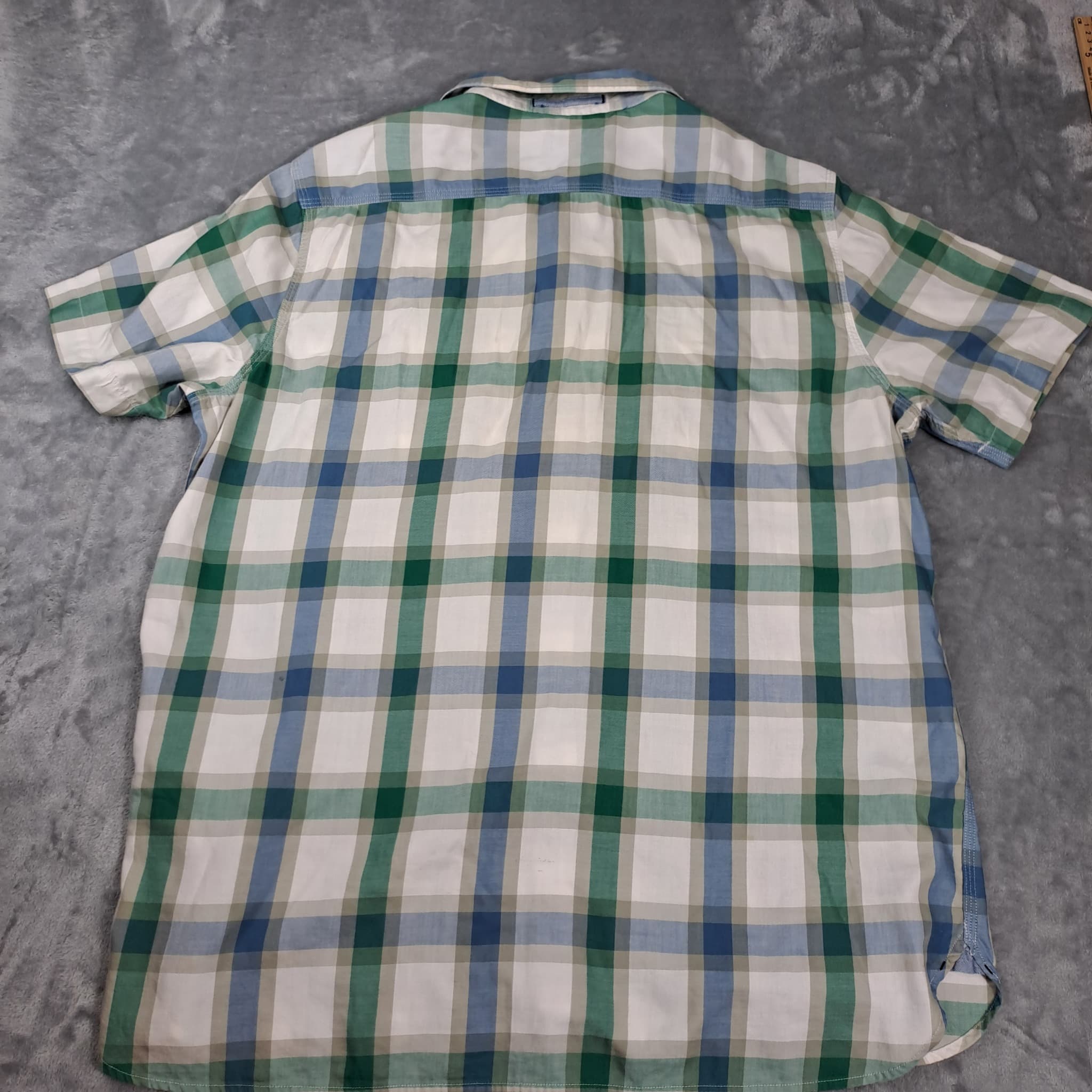 Levi's Men's Short Sleeve Plaid Button Down Shirt Green Blue XL — photo 6 of 8