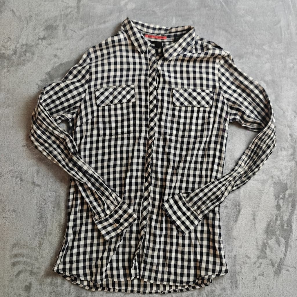 Maison Scotch Women's Black & White Gingham Button-Down Shirt Size 4