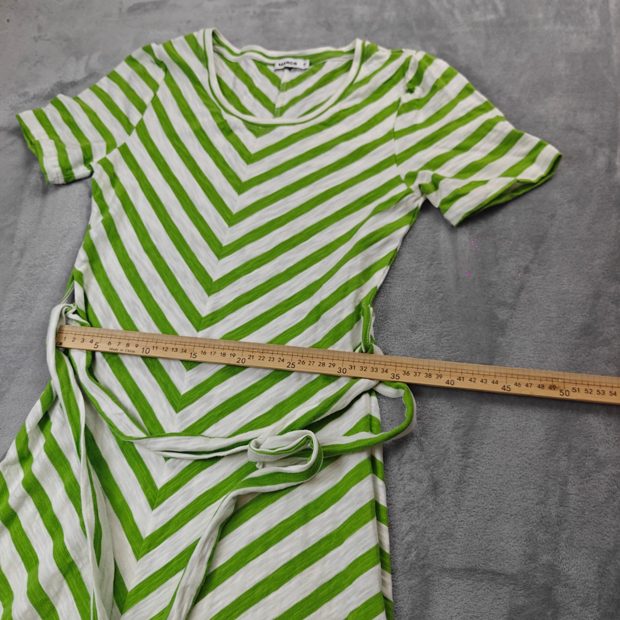 Marcs Striped Chevron Belted Dress Woman's Small Green White — photo 4 of 7