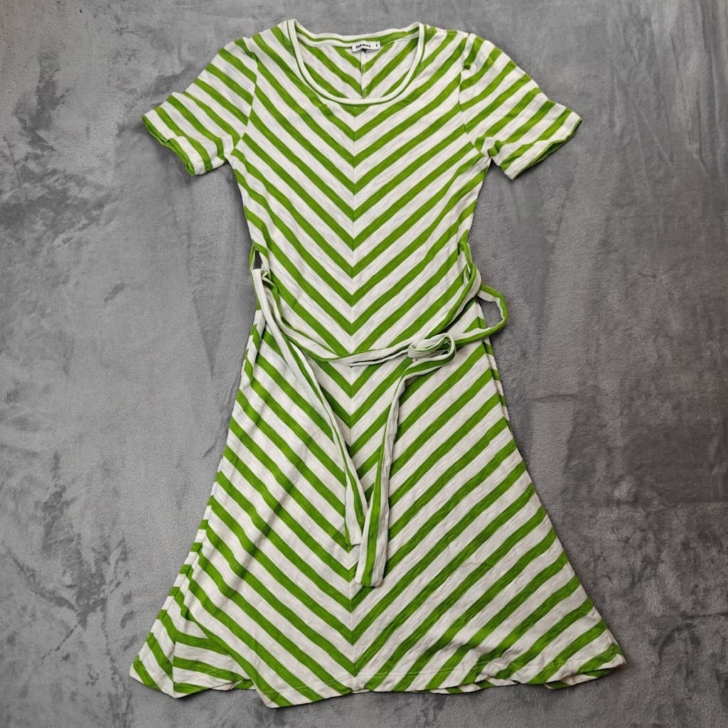 Marcs Striped Chevron Belted Dress Woman's Small Green White — photo 1 of 7