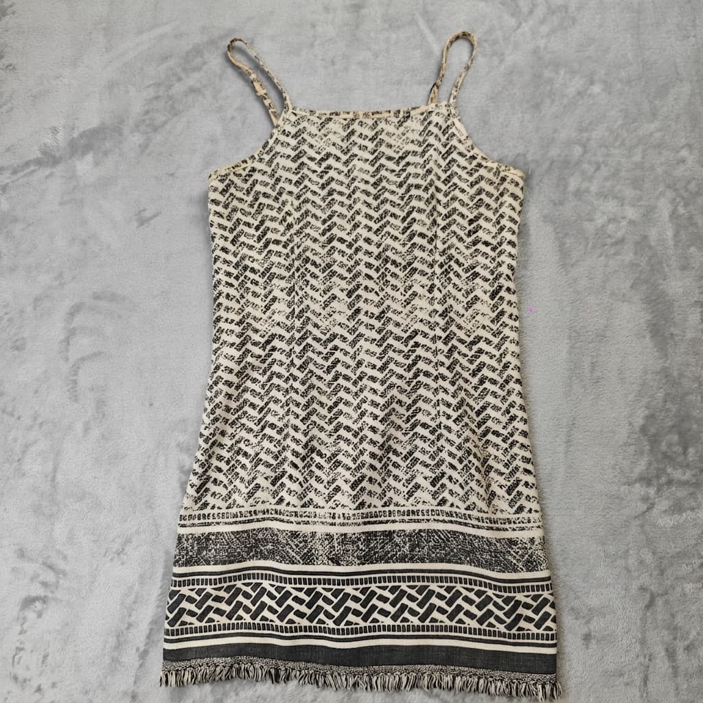 Minkpink Black And White Geometric Print Fringed Mini Dress Size S — photo 1 of 8