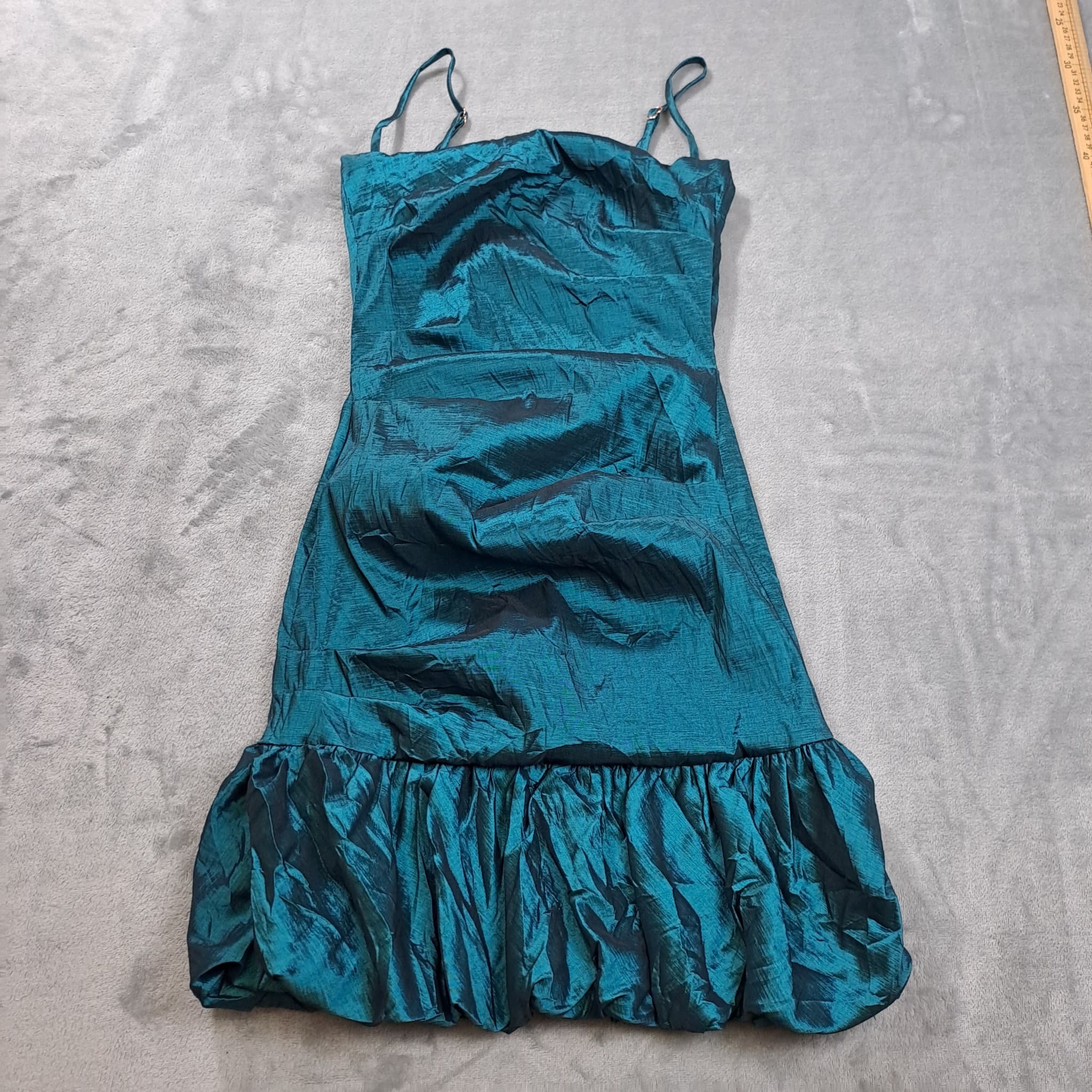 Nookie Teal Iridescent Taffeta Bubble Hem Mini Dress Women's Size XS — photo 1 of 7