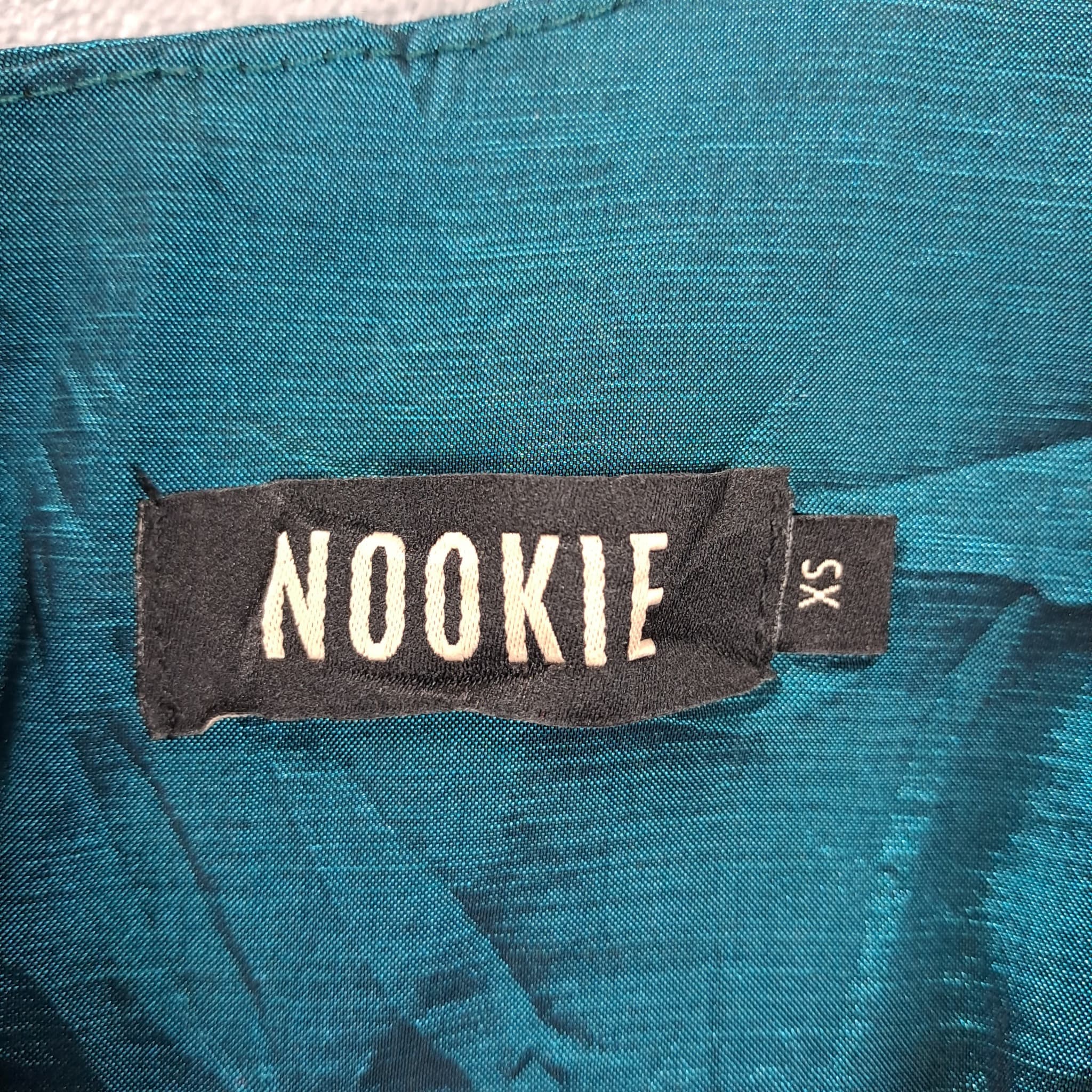 Nookie Teal Iridescent Taffeta Bubble Hem Mini Dress Women's Size XS — photo 2 of 7