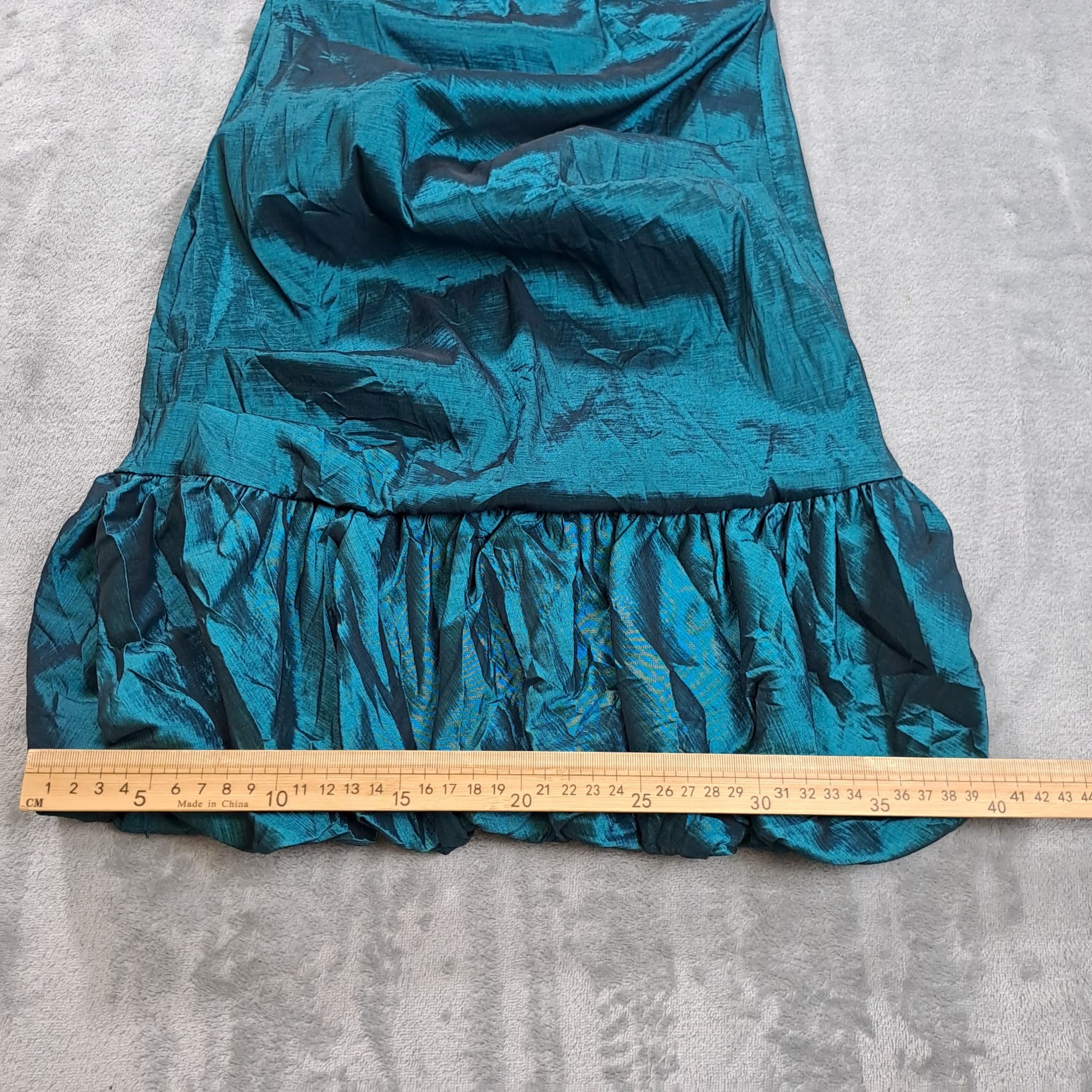Nookie Teal Iridescent Taffeta Bubble Hem Mini Dress Women's Size XS — photo 4 of 7