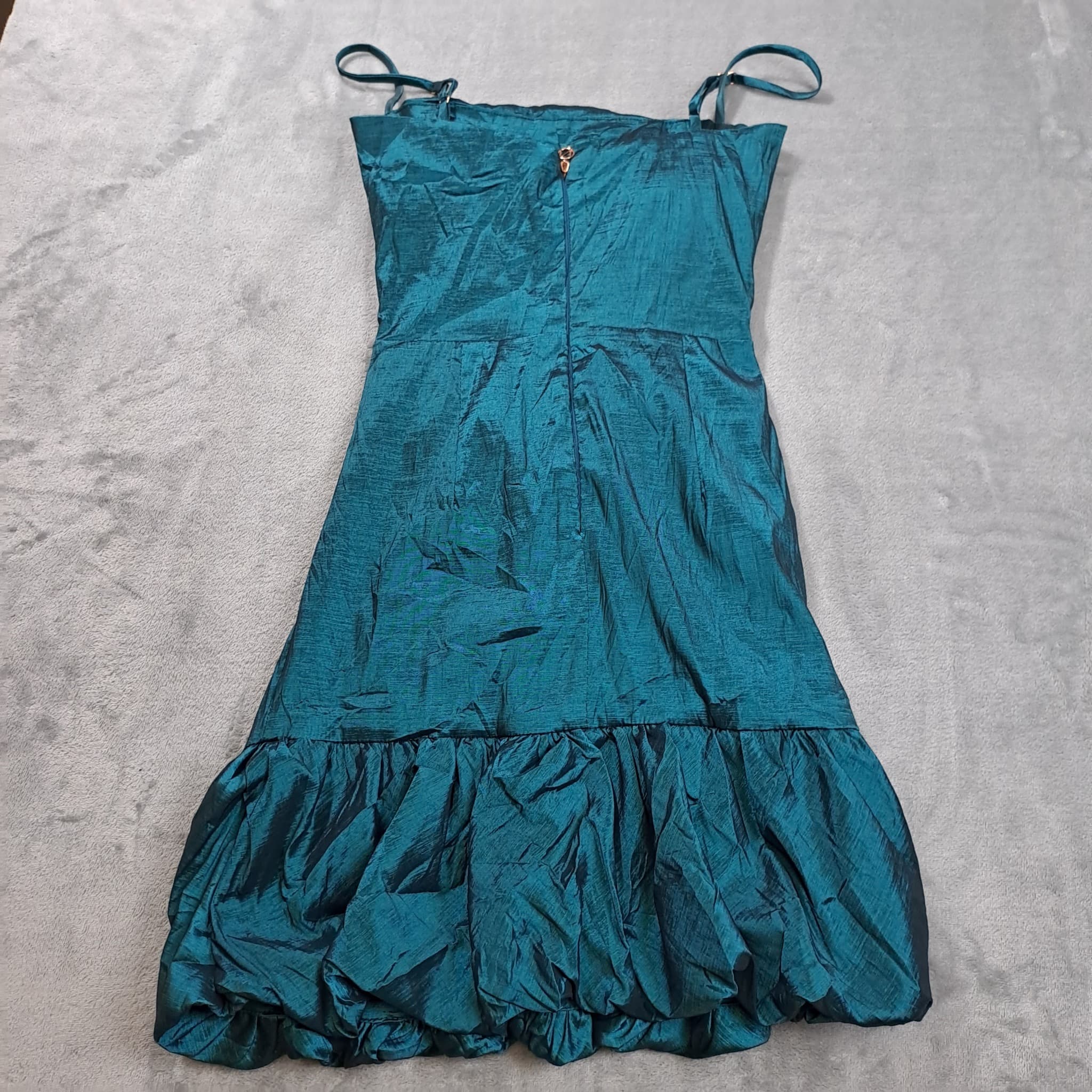 Nookie Teal Iridescent Taffeta Bubble Hem Mini Dress Women's Size XS — photo 7 of 7