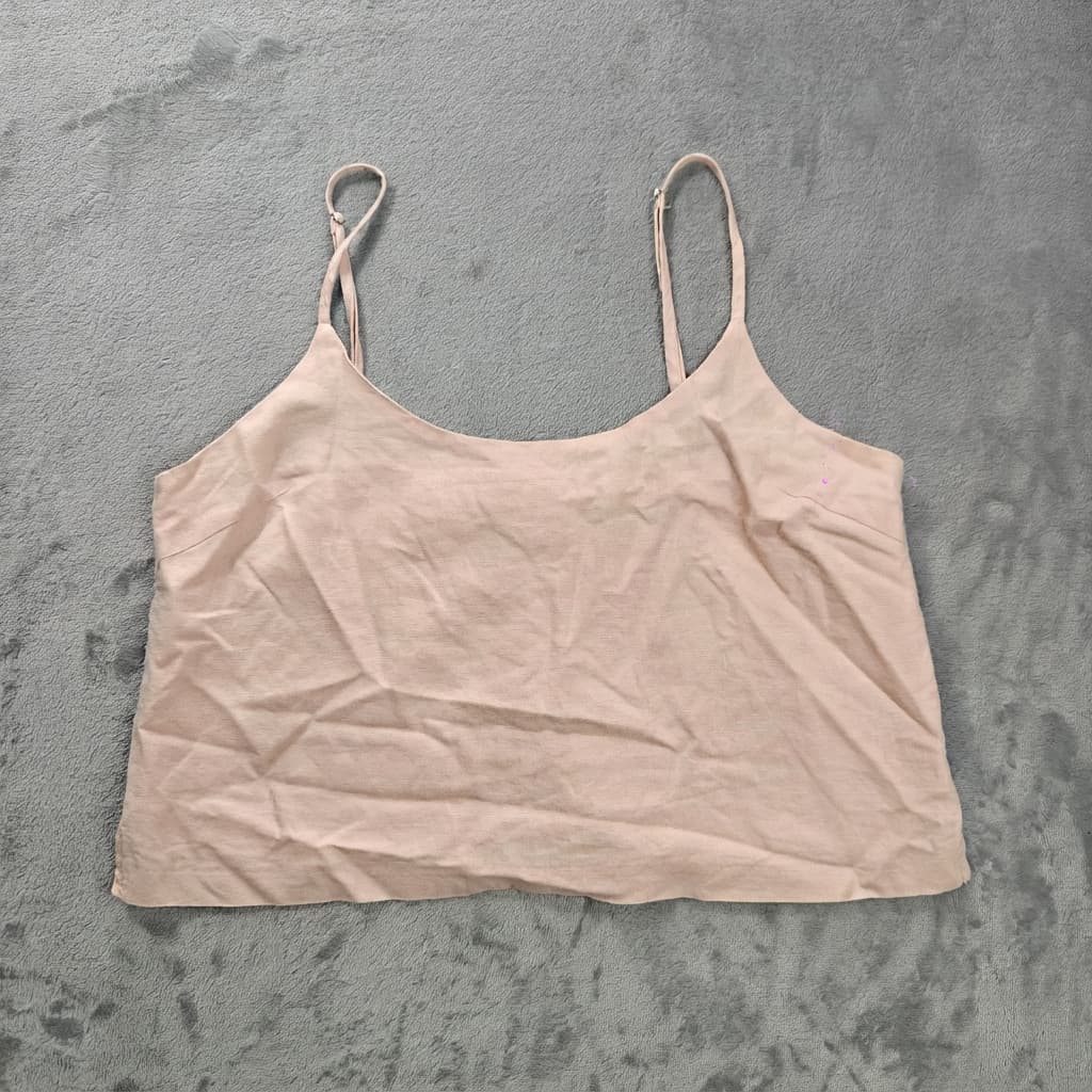NUDELUCY Women's Linen Blend Spaghetti Strap Camisole Tank Top Size S Pink — photo 1 of 6