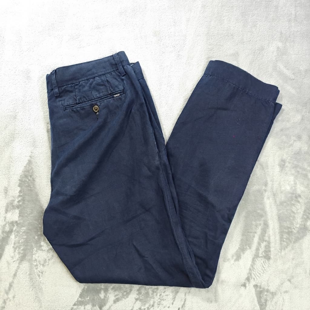 Polo Ralph Lauren Men's Navy Blue Linen Slim Fit Trousers Size 32 — photo 1 of 6