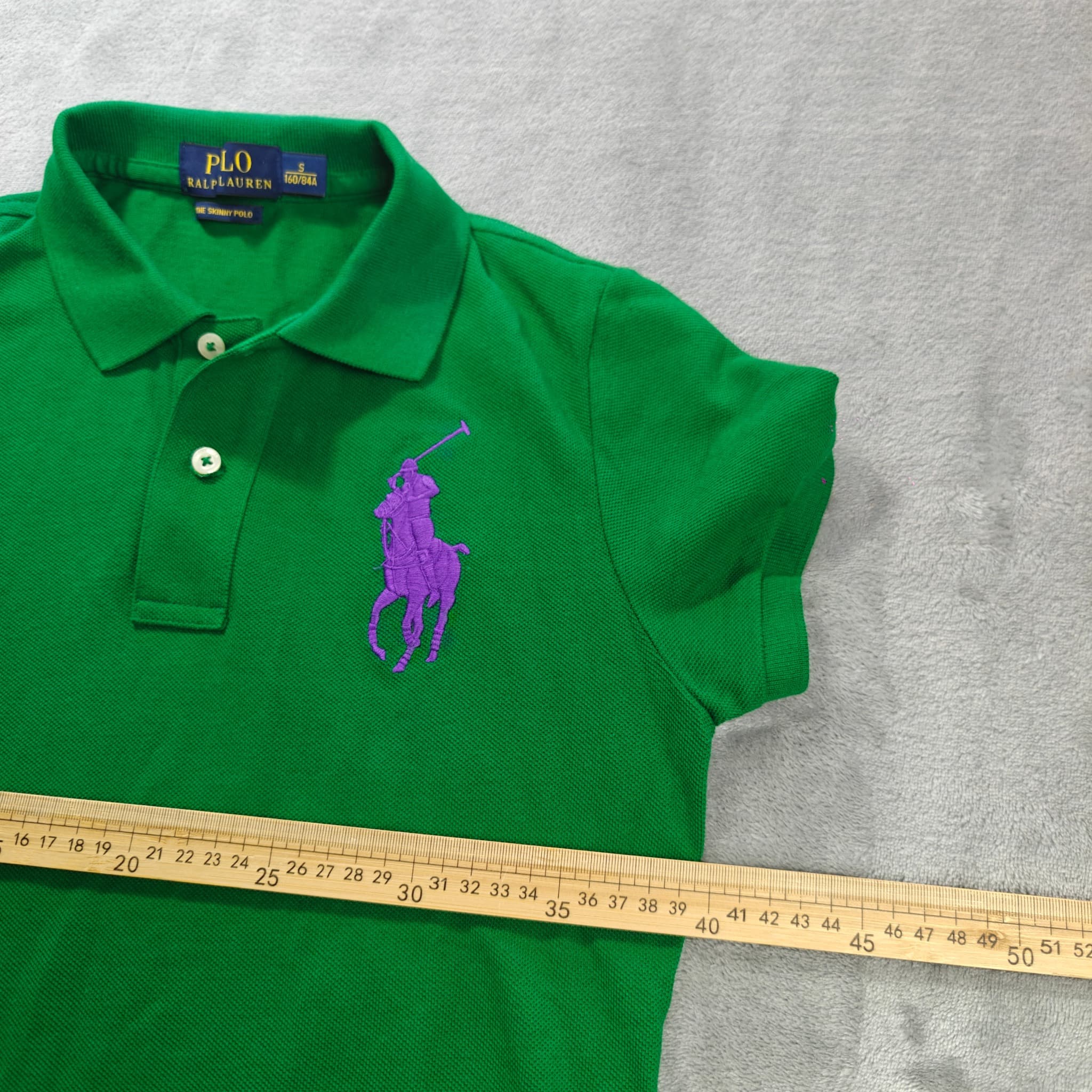 Polo Ralph Lauren Women's The Skinny Polo Shirt Green Purple Logo Size S — photo 3 of 6