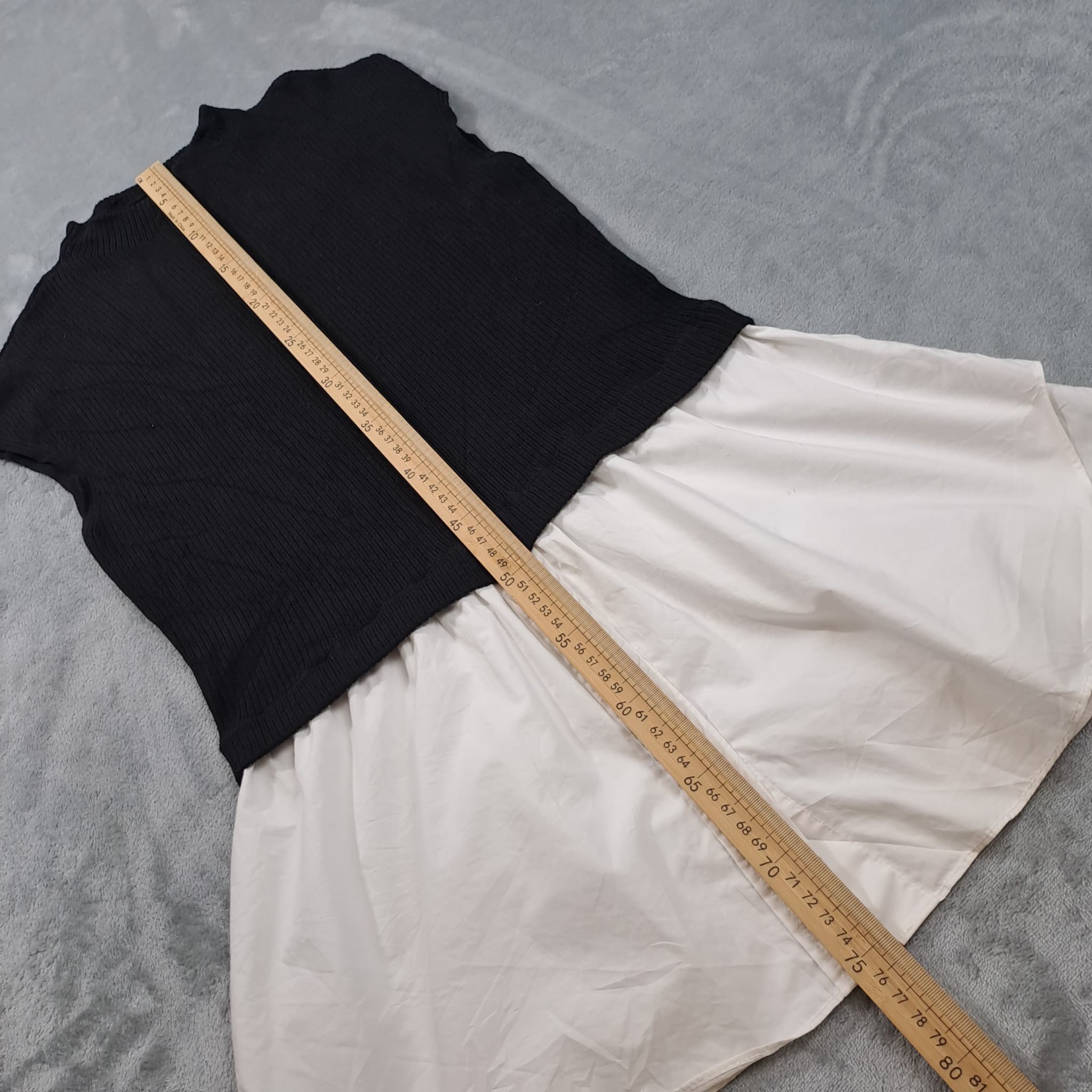 Portmans Women's Mock Neck Ribbed Knit Layered Shirt Dress Black White Size M — photo 7 of 7