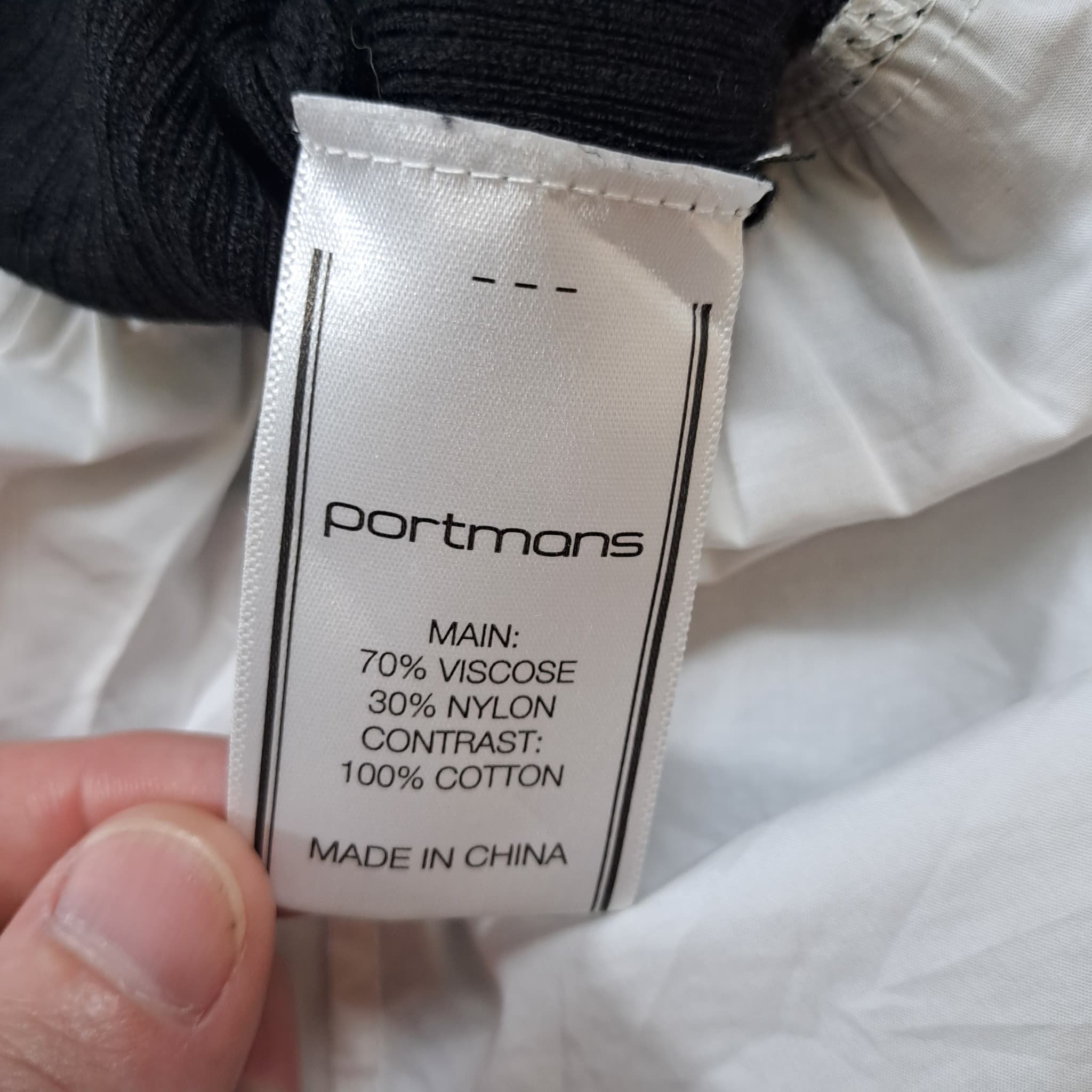 Portmans Women's Mock Neck Ribbed Knit Layered Shirt Dress Black White Size M — photo 3 of 7