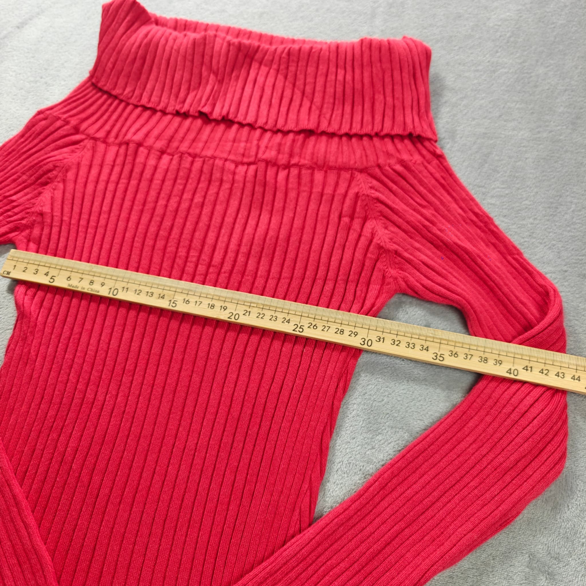 Portmans Women's Red Ribbed Off-the-Shoulder Cowl Neck Sweater — photo 4 of 6