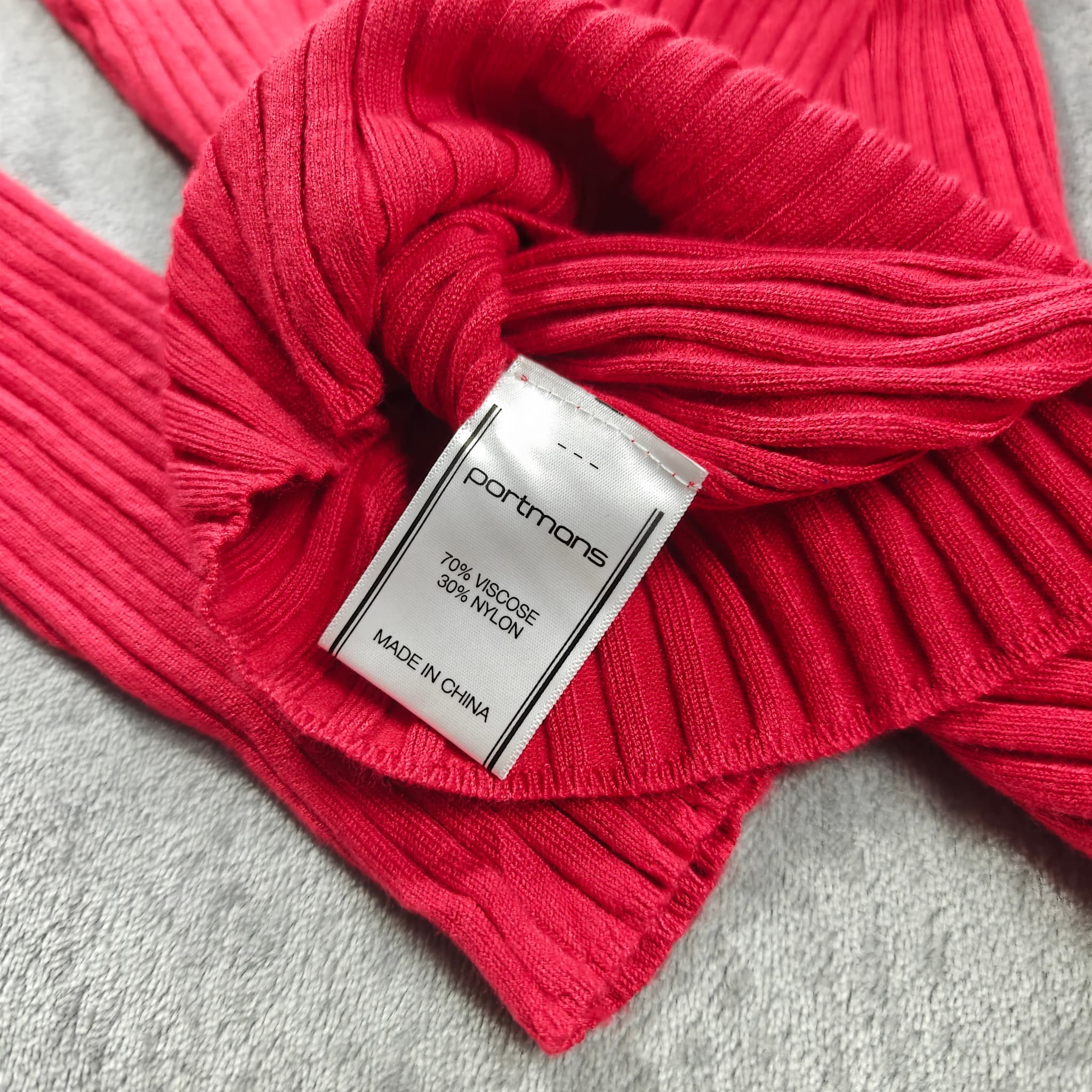 Portmans Women's Red Ribbed Off-the-Shoulder Cowl Neck Sweater — photo 5 of 6