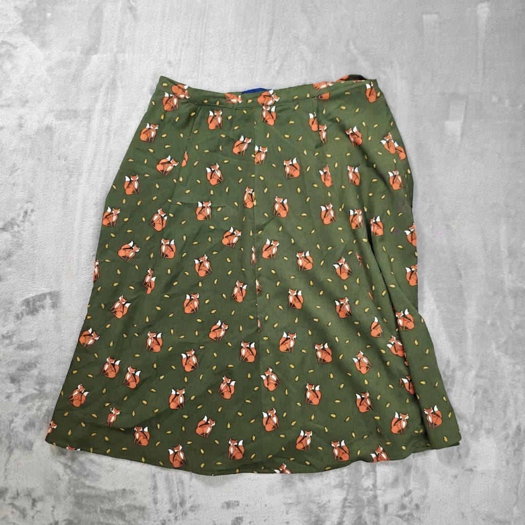 Princess Highway Green Fox Print A-Line Skirt Size 12 — photo 1 of 6