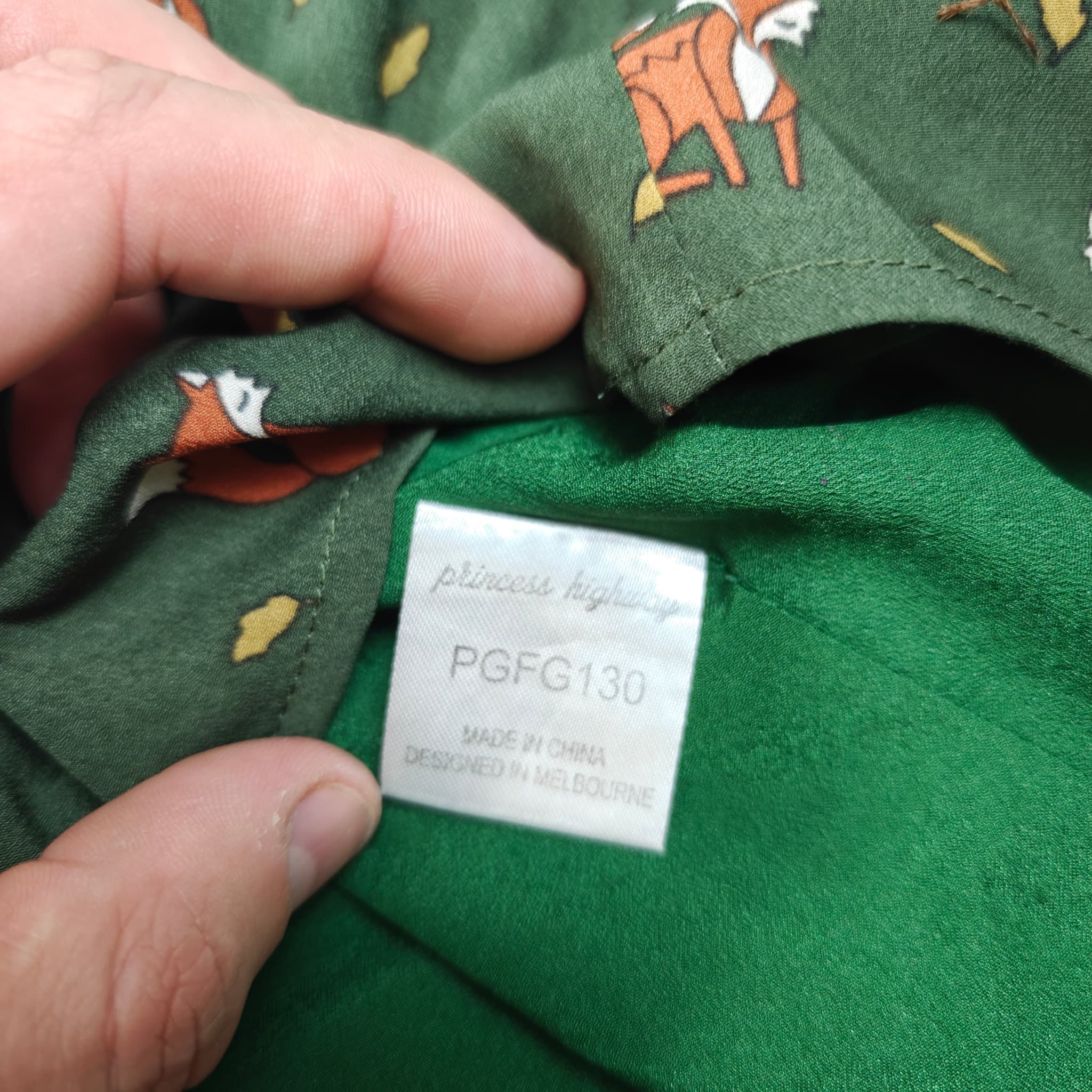 Princess Highway Green Fox Print A-Line Skirt Size 12 — photo 4 of 6
