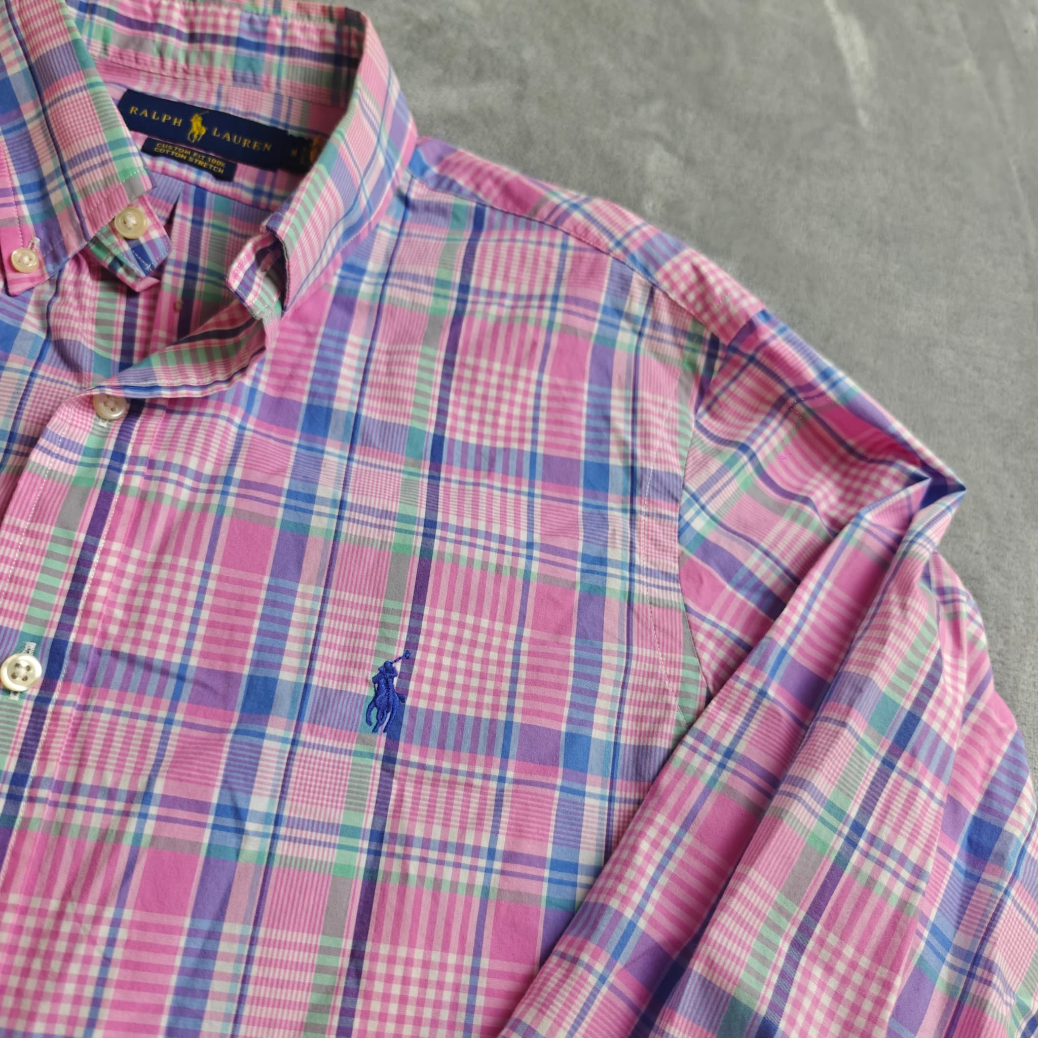 Ralph Lauren Men's Custom Fit Plaid Button-Down Shirt Pink Size M — photo 3 of 7