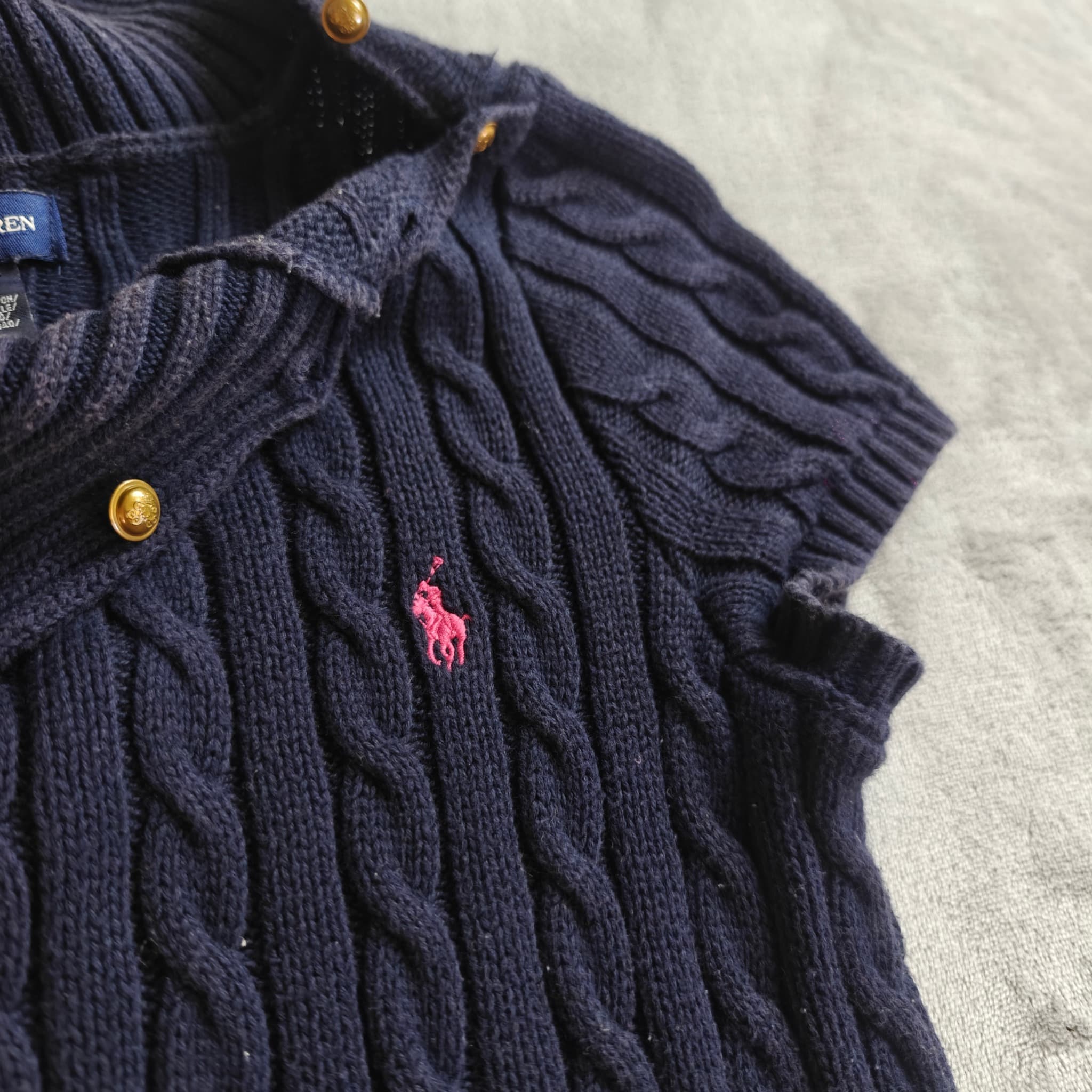 Ralph Lauren Women's Size 12 Navy Cable-Knit Short Sleeve Turtleneck Sweater — photo 4 of 9