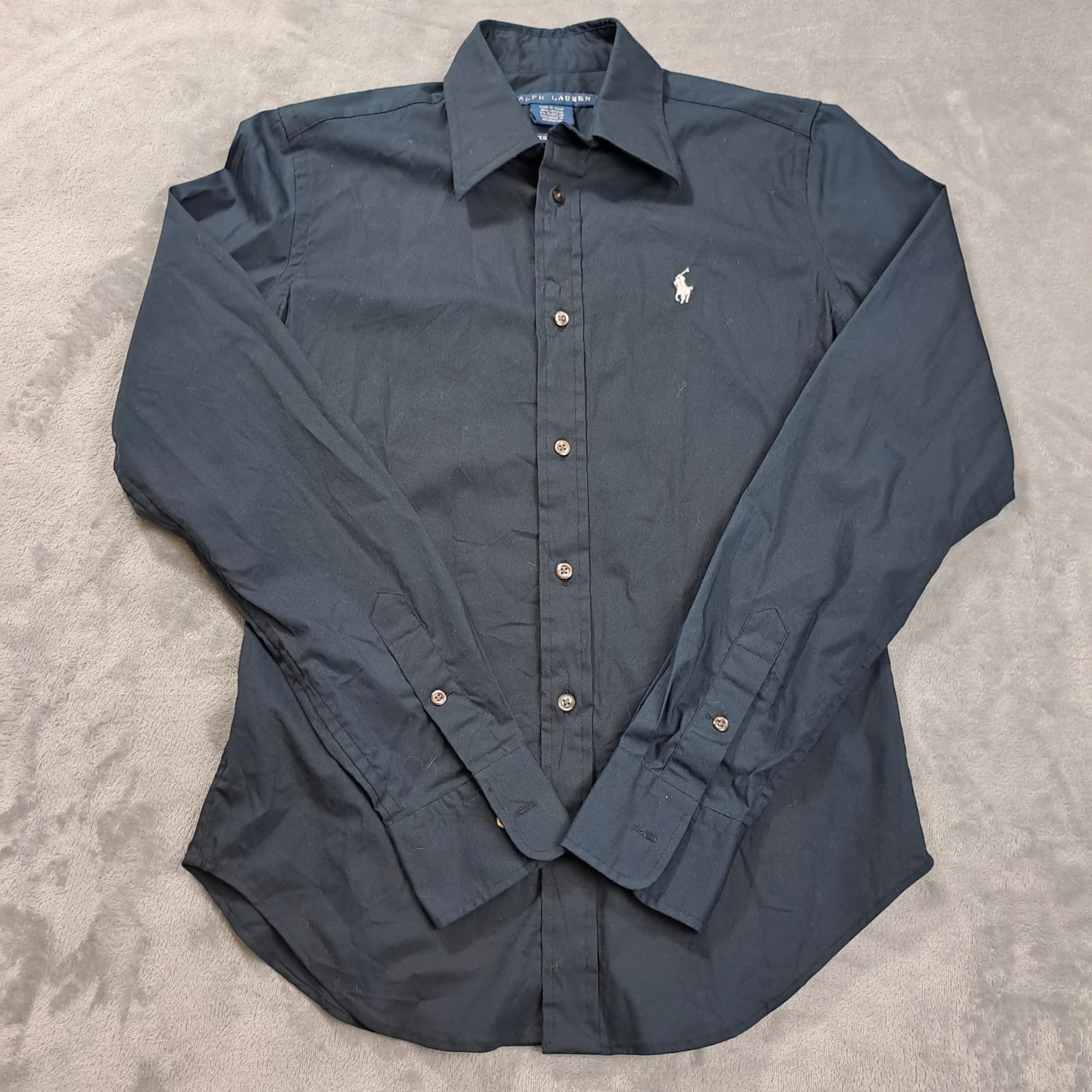 Ralph Lauren Women's Super Slim Fit Long Sleeve Button-Down Shirt Black Size 4 — photo 1 of 6